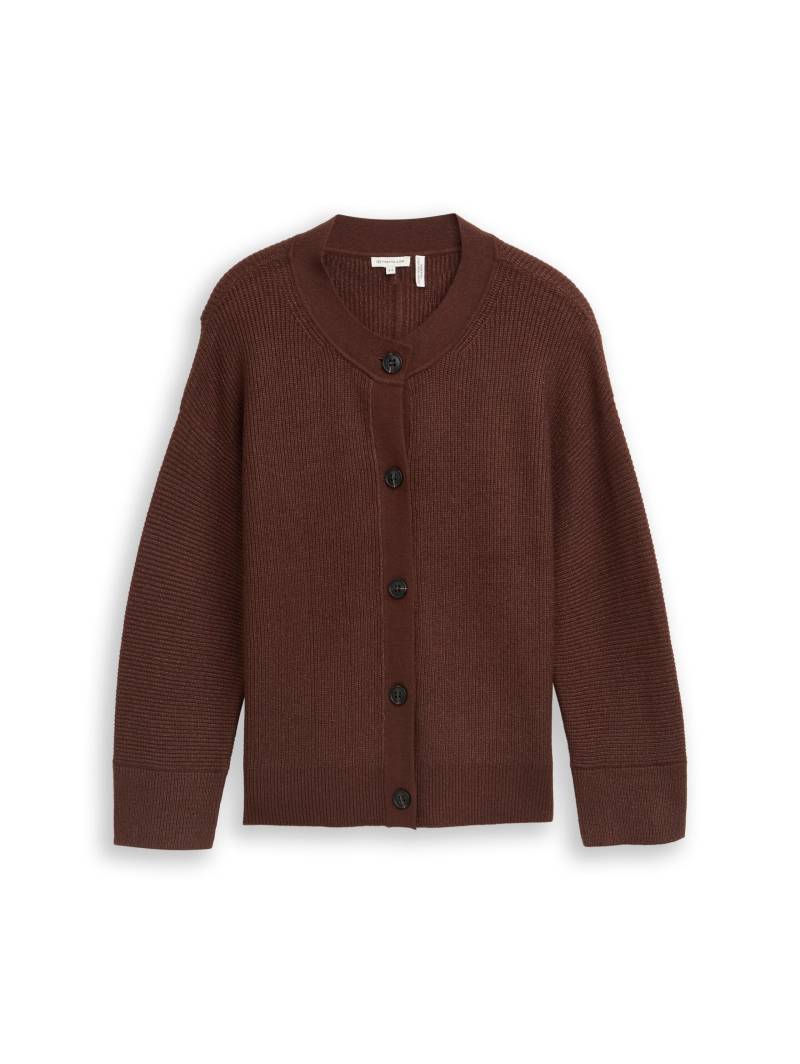 Tom Tailor - Plus Size - Oversize Cardigan mit Rundhalsausschnitt dark pecan brown melange - Gr. - 54 von Tom Tailor