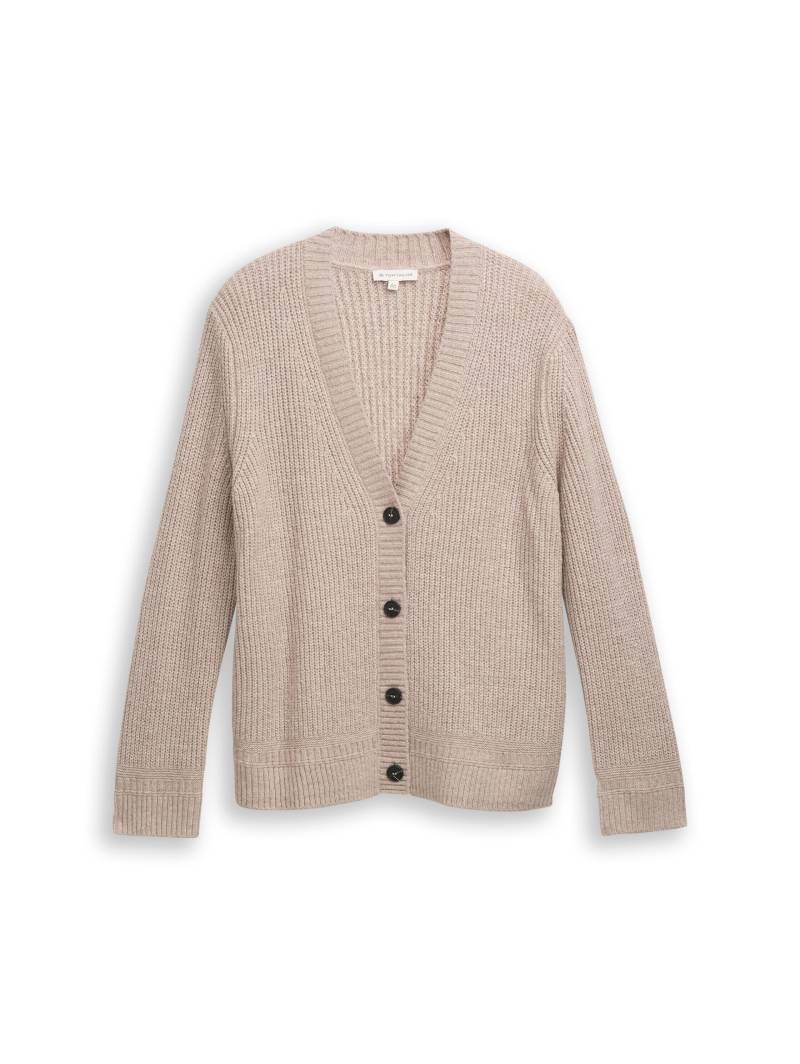Tom Tailor - Plus Size - Ripp Cardigan mit V-Ausschnitt soft taupe melange - Gr. - 44 von Tom Tailor