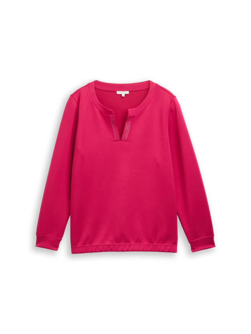 Tom Tailor - Plus Size - Scuba Sweatshirt mit Strasssteinen dark pink - Gr. - 52 von Tom Tailor