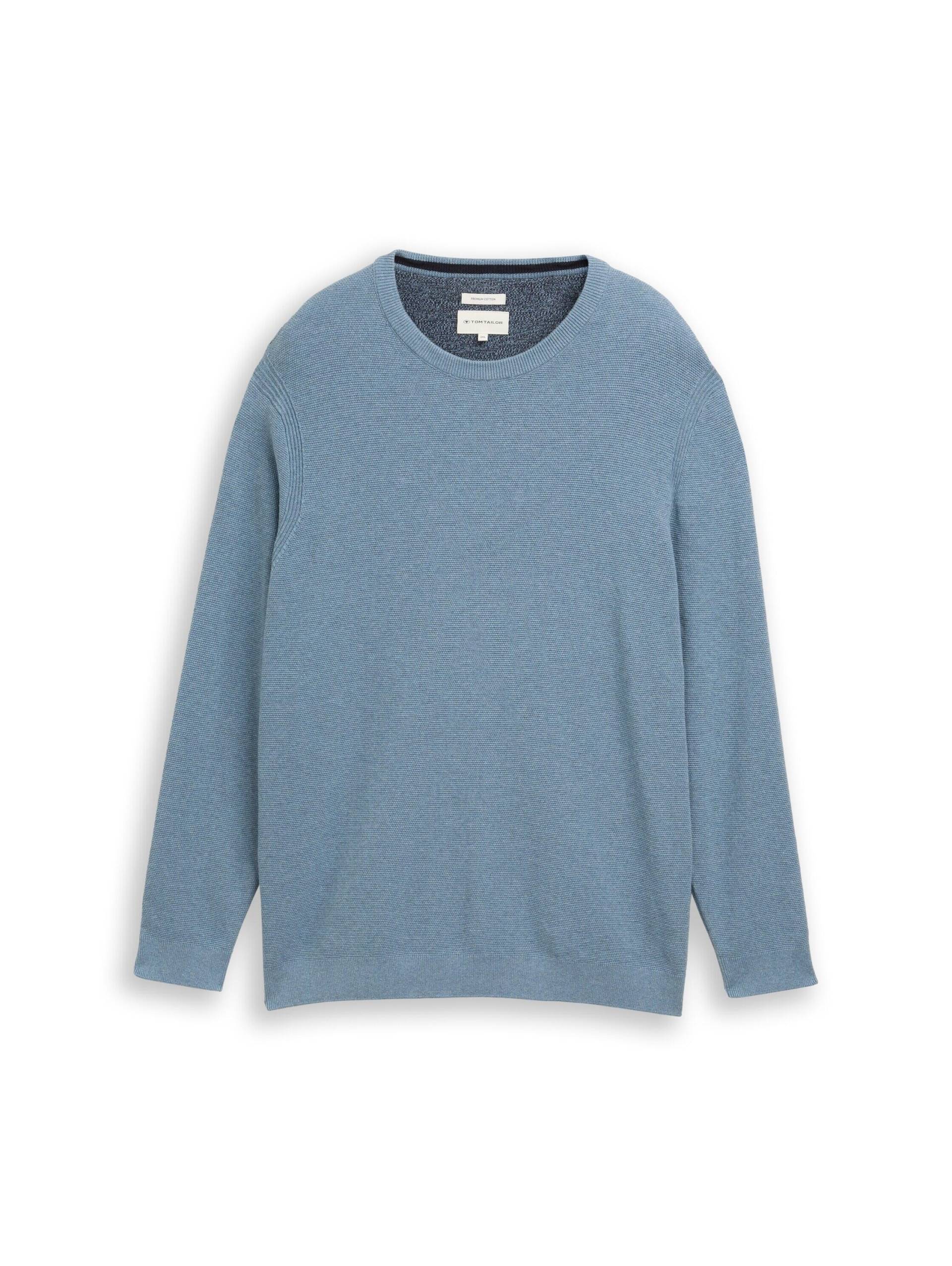 Tom Tailor - Plus Size - Strickpullover aus Baumwolle faded blue melange - Gr. - 5XL von Tom Tailor