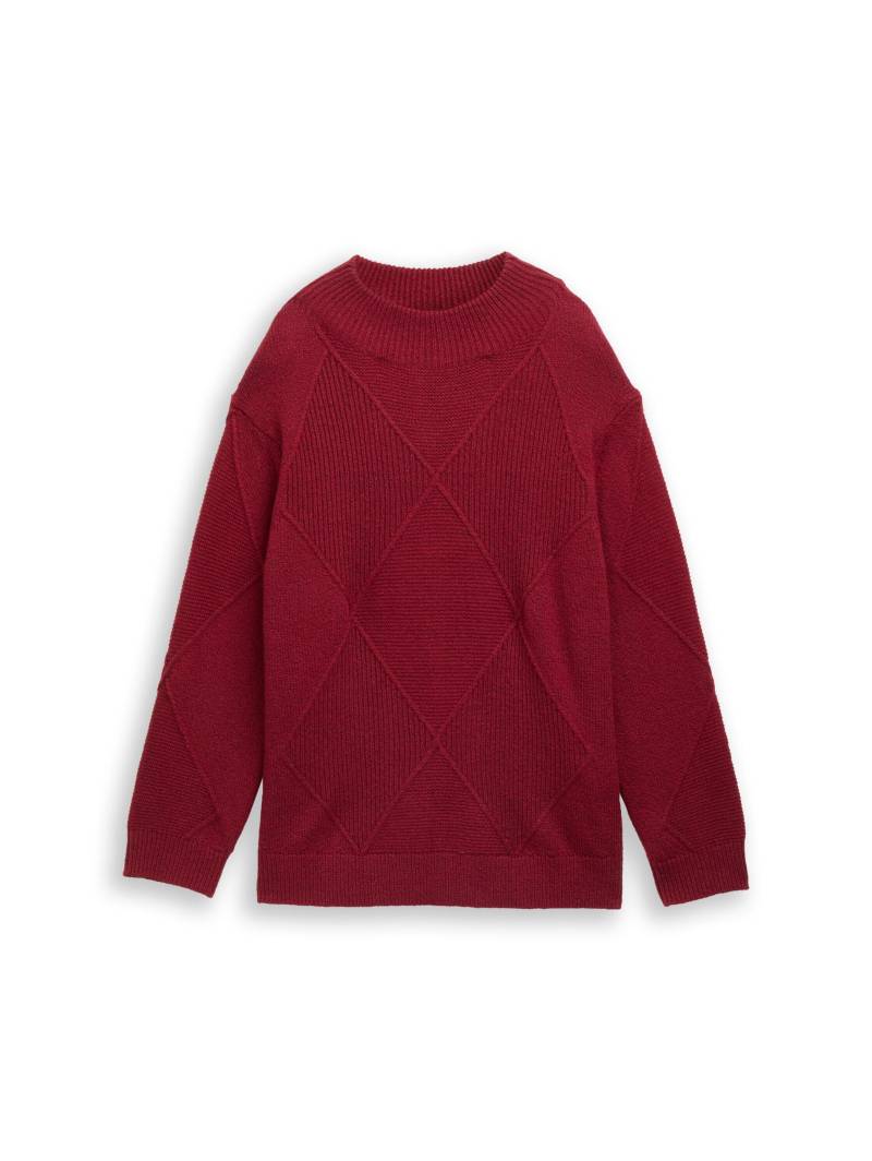 Tom Tailor - Plus Size - Strickpullover mit Stehkragen rumba red melange - Gr. - 50 von Tom Tailor