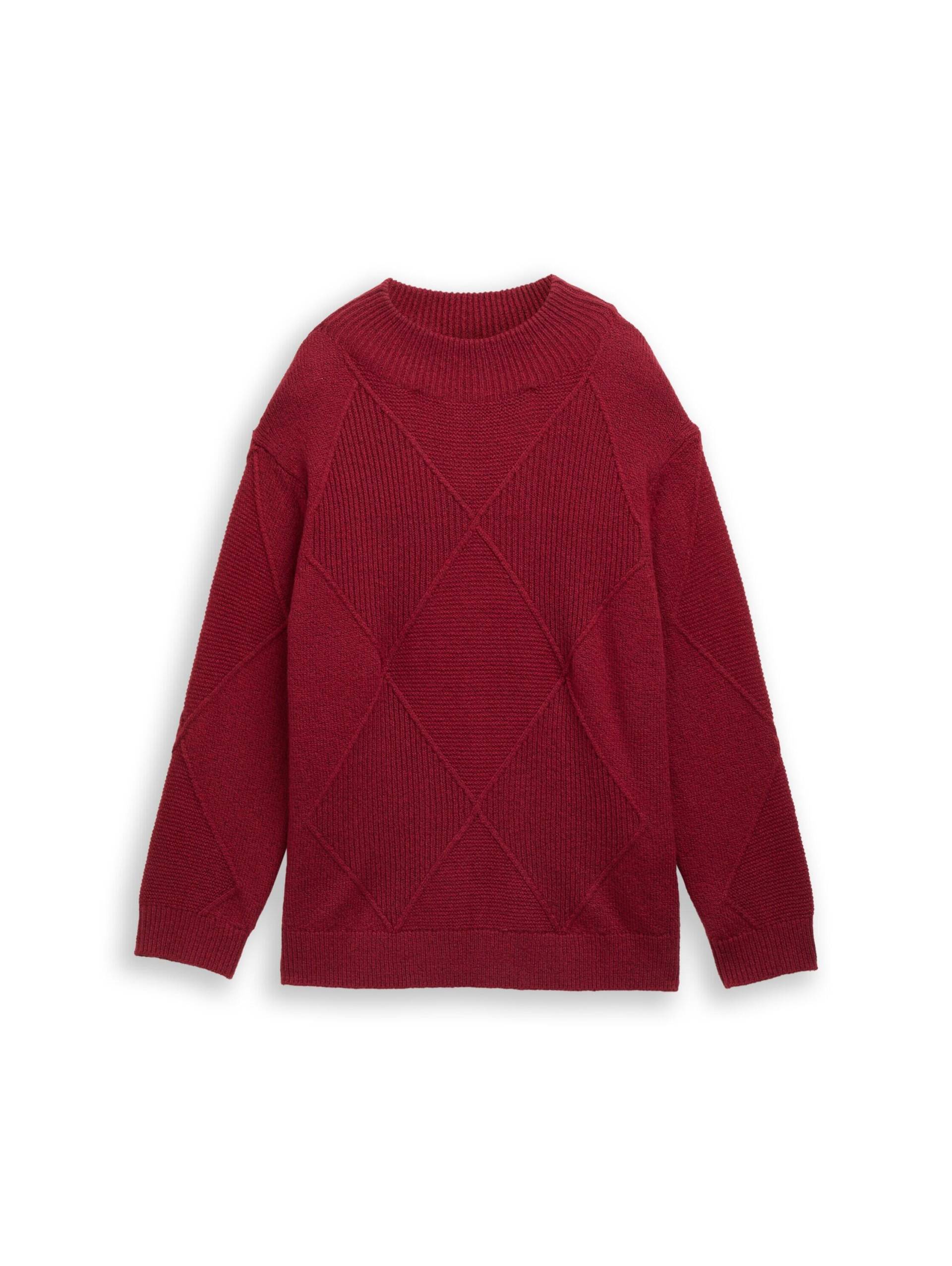 Tom Tailor - Plus Size - Strickpullover mit Stehkragen rumba red melange - Gr. - 52 von Tom Tailor
