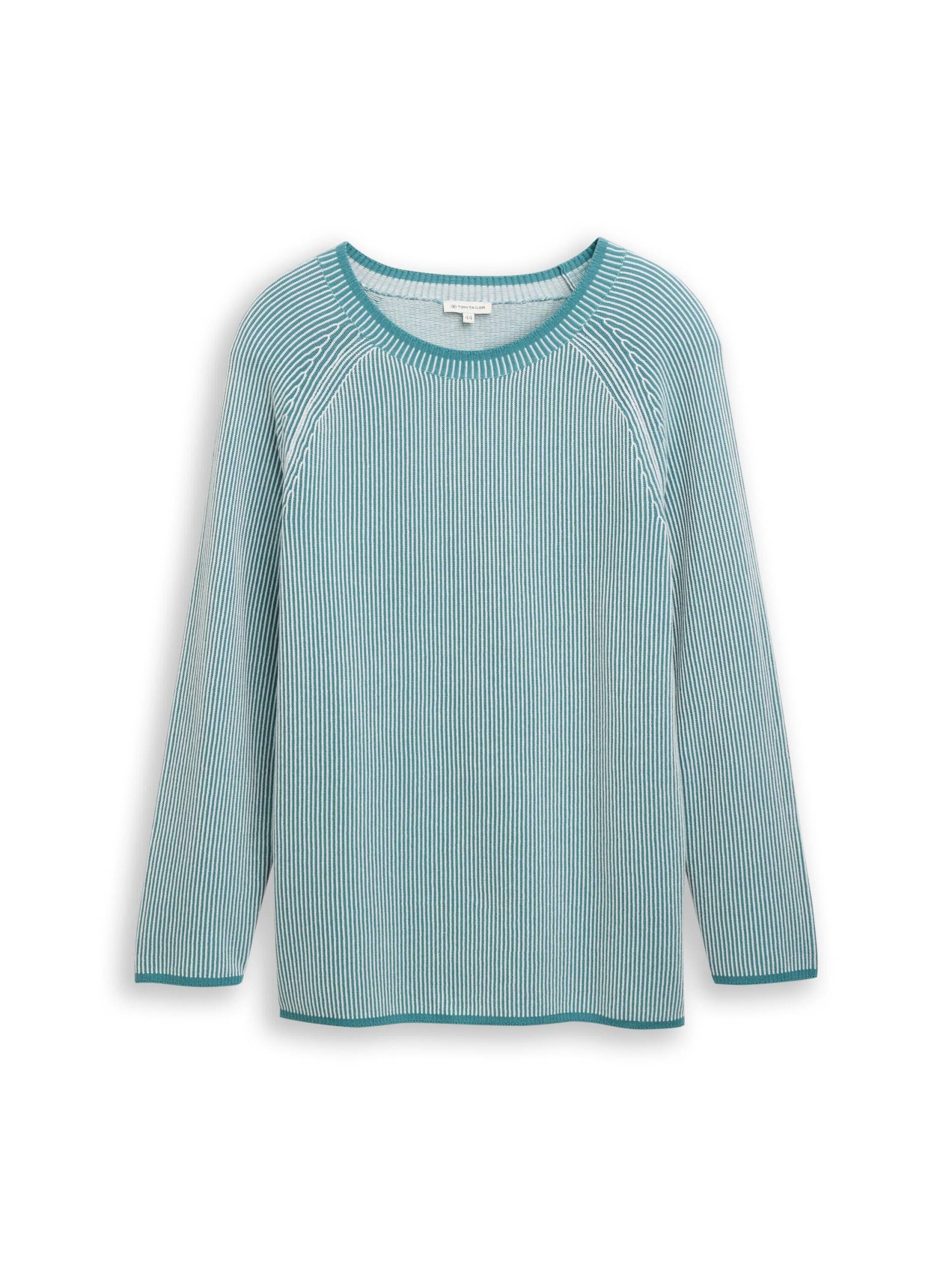 Tom Tailor - Plus Size - Strickpullover mit Streifen teal plaited knit - Gr. - 46 von Tom Tailor