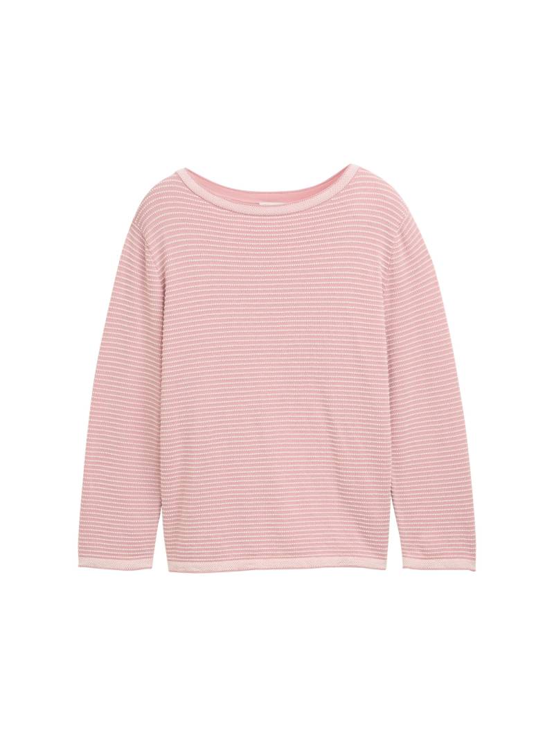 Tom Tailor - Plus Size - Strickpullover mit U-Boot-Ausschnitt rose bubble knit stripe - Gr. - 52 von Tom Tailor