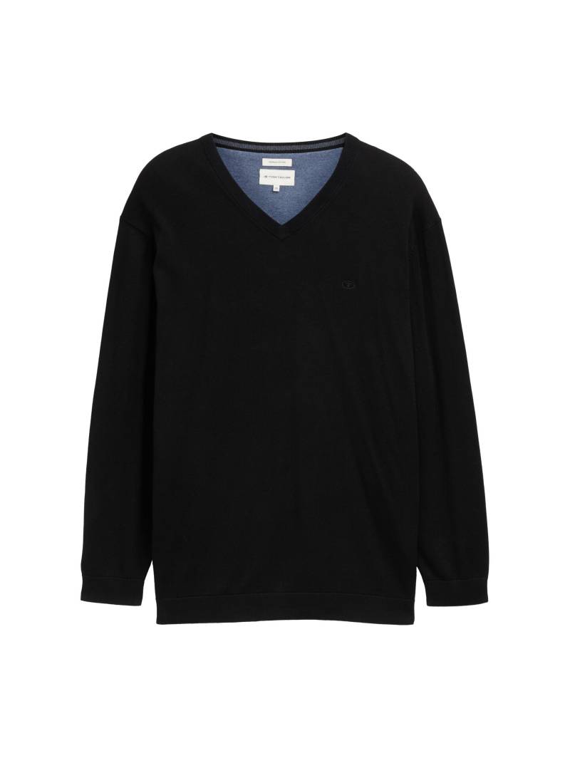 Tom Tailor - Plus Size - Strickpullover mit V-Ausschnitt black - Gr. - 3XL von Tom Tailor