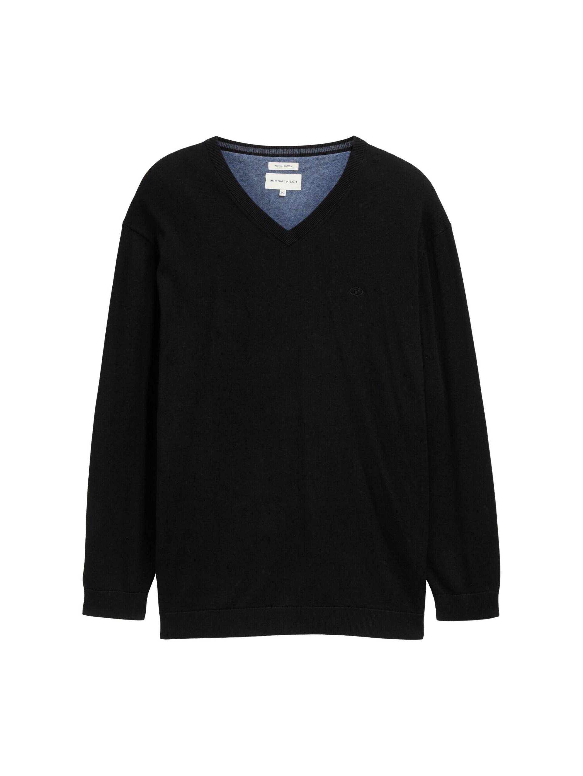 Tom Tailor - Plus Size - Strickpullover mit V-Ausschnitt black - Gr. - 4XL von Tom Tailor