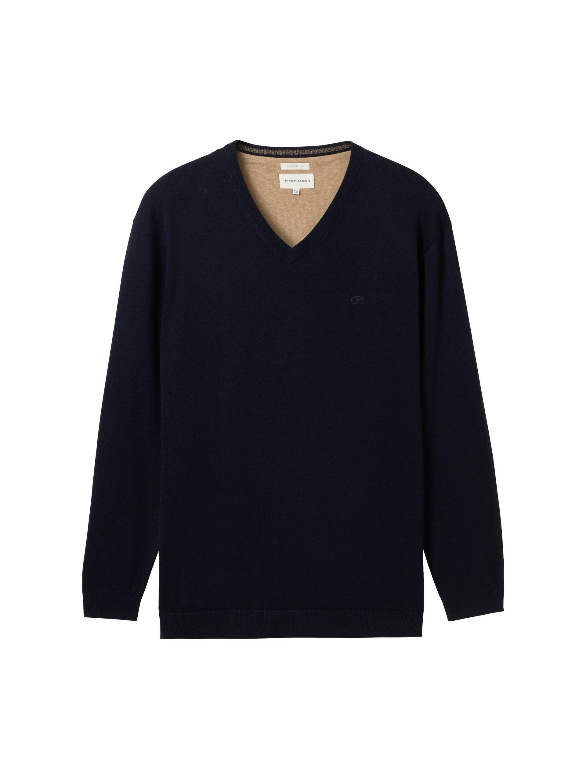 Tom Tailor - Plus Size - Strickpullover mit V-Ausschnitt knitted navy melange - Gr. - 3XL von Tom Tailor