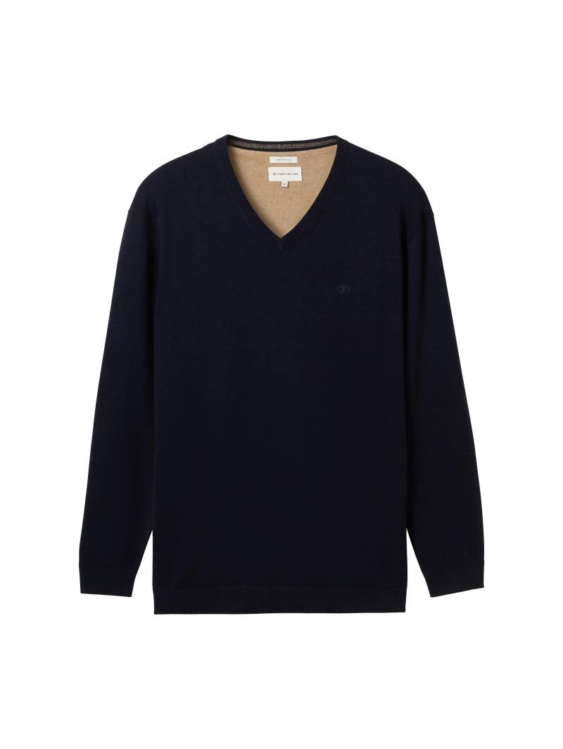 Tom Tailor - Plus Size - Strickpullover mit V-Ausschnitt knitted navy melange - Gr. - 3XL von Tom Tailor