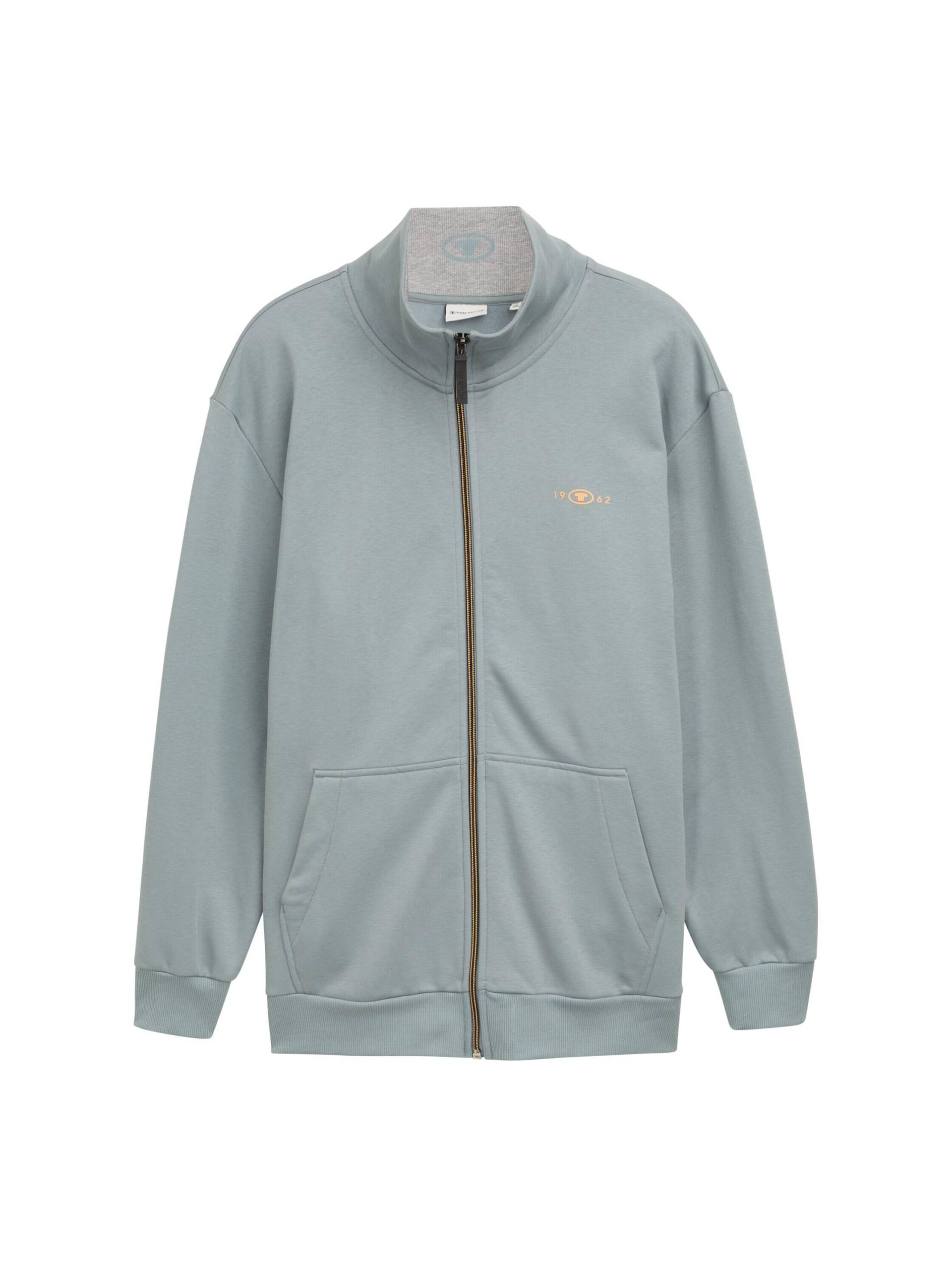 Tom Tailor - Plus Size - Sweatjacke mit Stehkragen grey mint - Gr. - 4XL von Tom Tailor