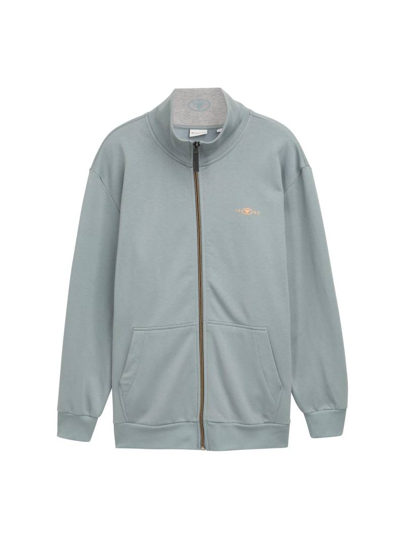 Tom Tailor - Plus Size - Sweatjacke mit Stehkragen grey mint - Gr. - 4XL von Tom Tailor