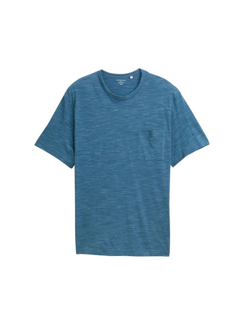 Tom Tailor - Plus Size - T-Shirt in Melange-Optik mit Brusttasche real teal blue multi inject - Gr. - 4XL von Tom Tailor