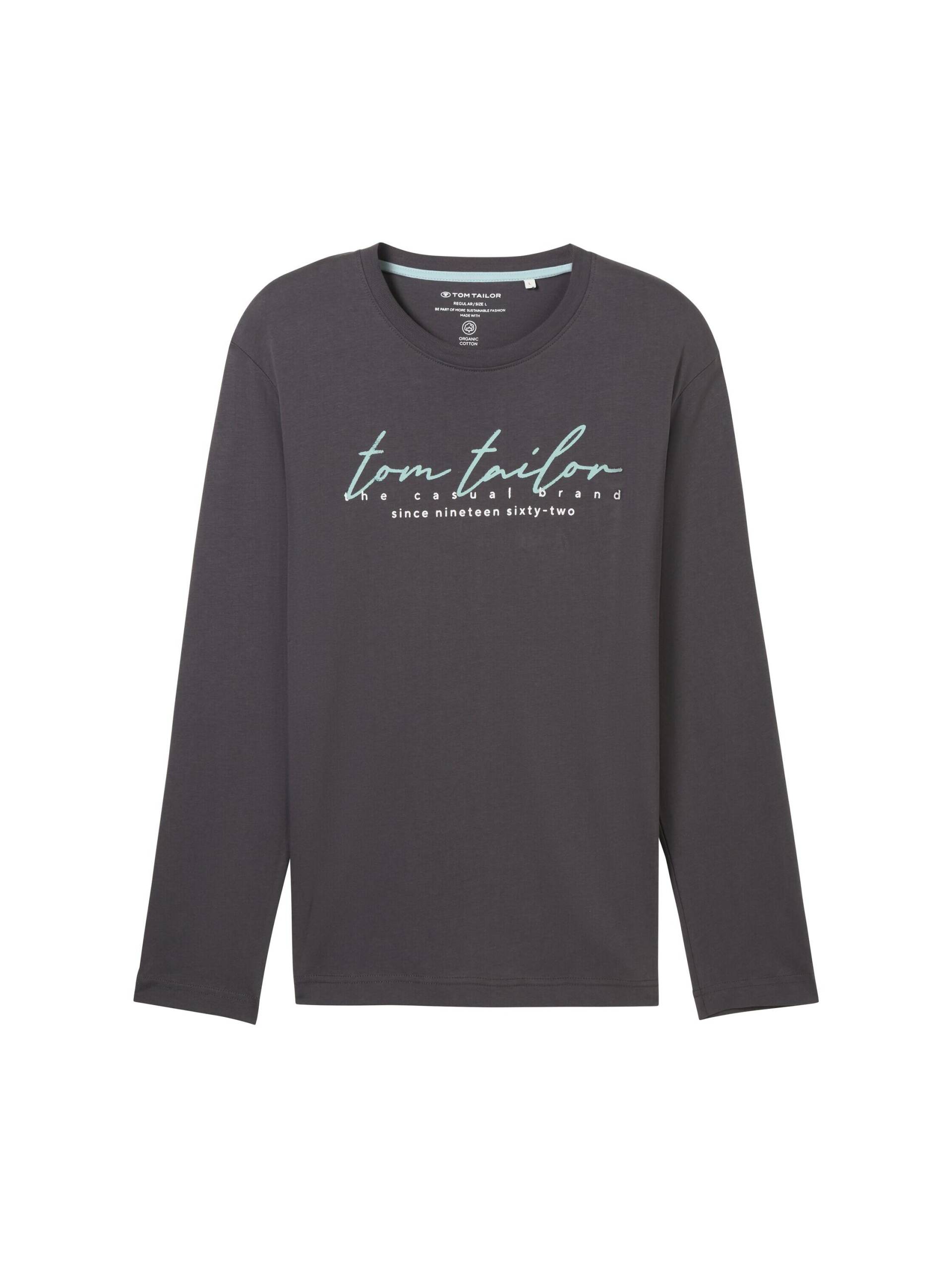 Tom Tailor - Print Langarmshirt mit Bio-Baumwolle tarmac grey - Gr. - XXL von Tom Tailor