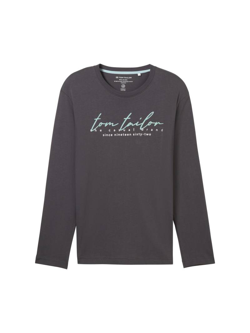 Tom Tailor - Print Langarmshirt mit Bio-Baumwolle tarmac grey - Gr. - XXL von Tom Tailor