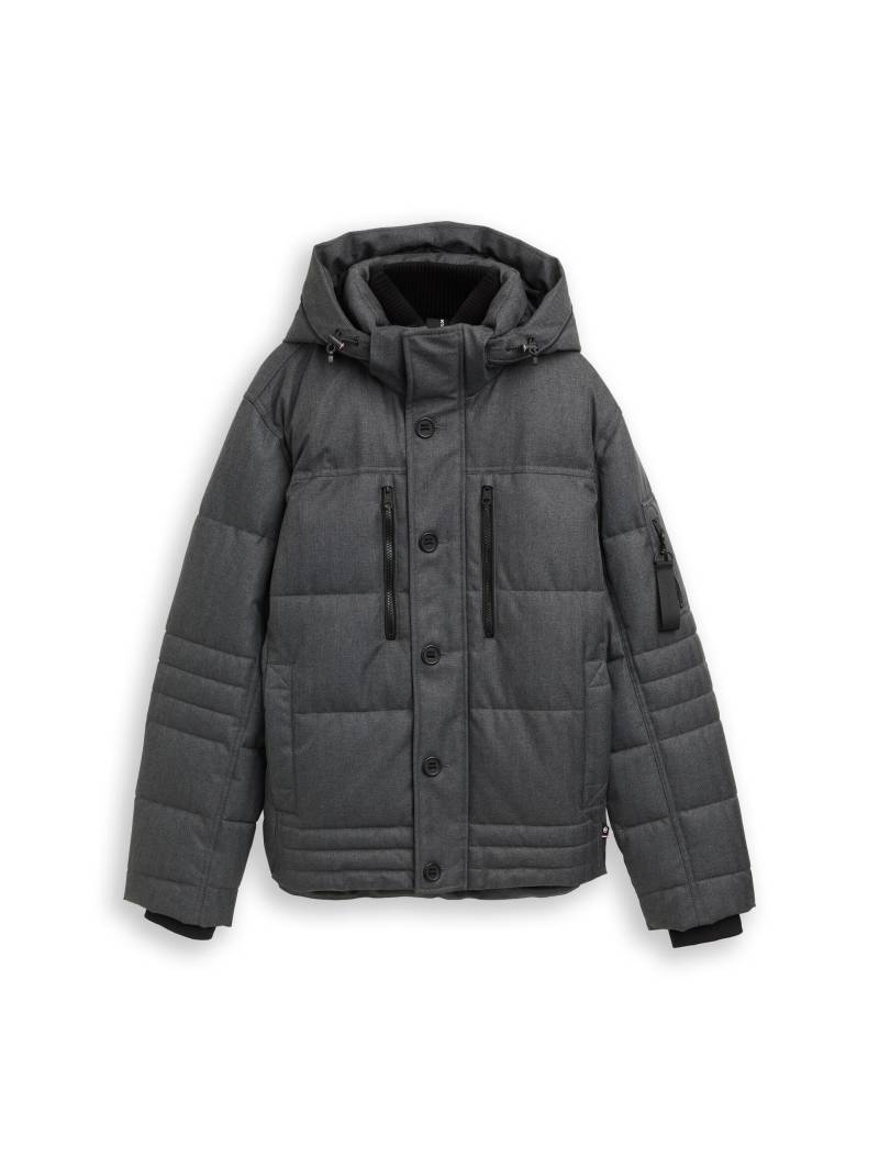 Tom Tailor - Puffer-Jacke mit abnehmbarer Kapuze anthracite melange herringbone - Gr. - XXXL von Tom Tailor