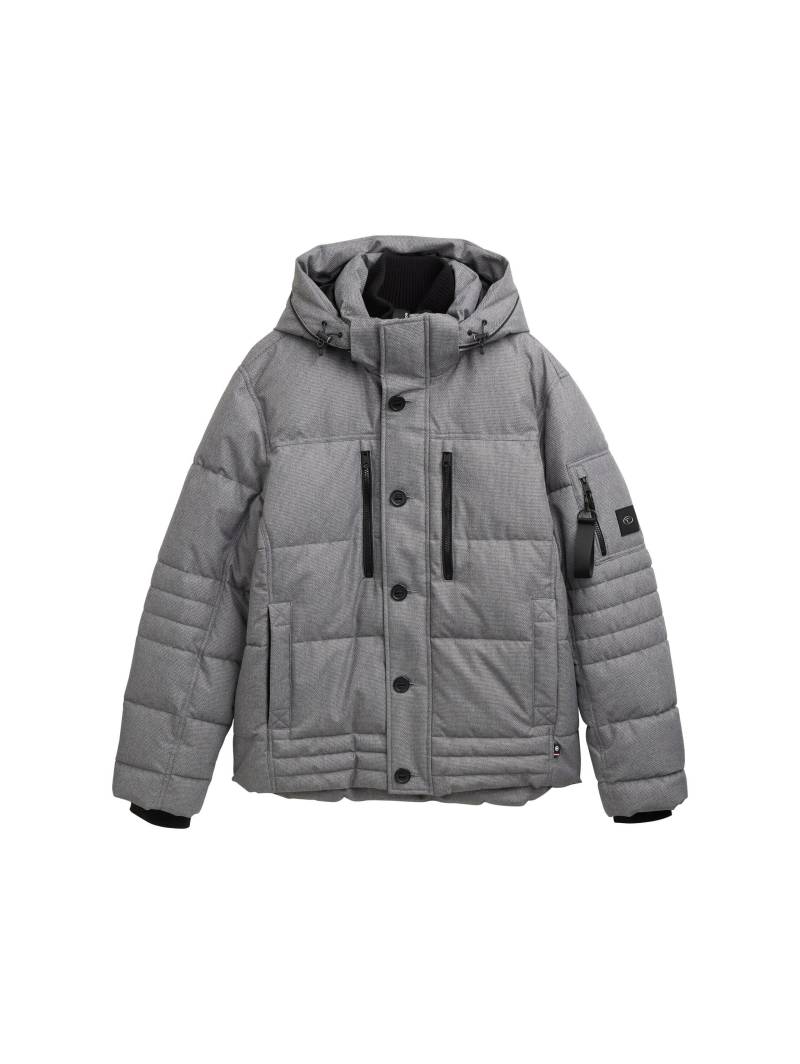 Tom Tailor - Puffer-Jacke mit abnehmbarer Kapuze mid grey melange structure - Gr. - XL von Tom Tailor