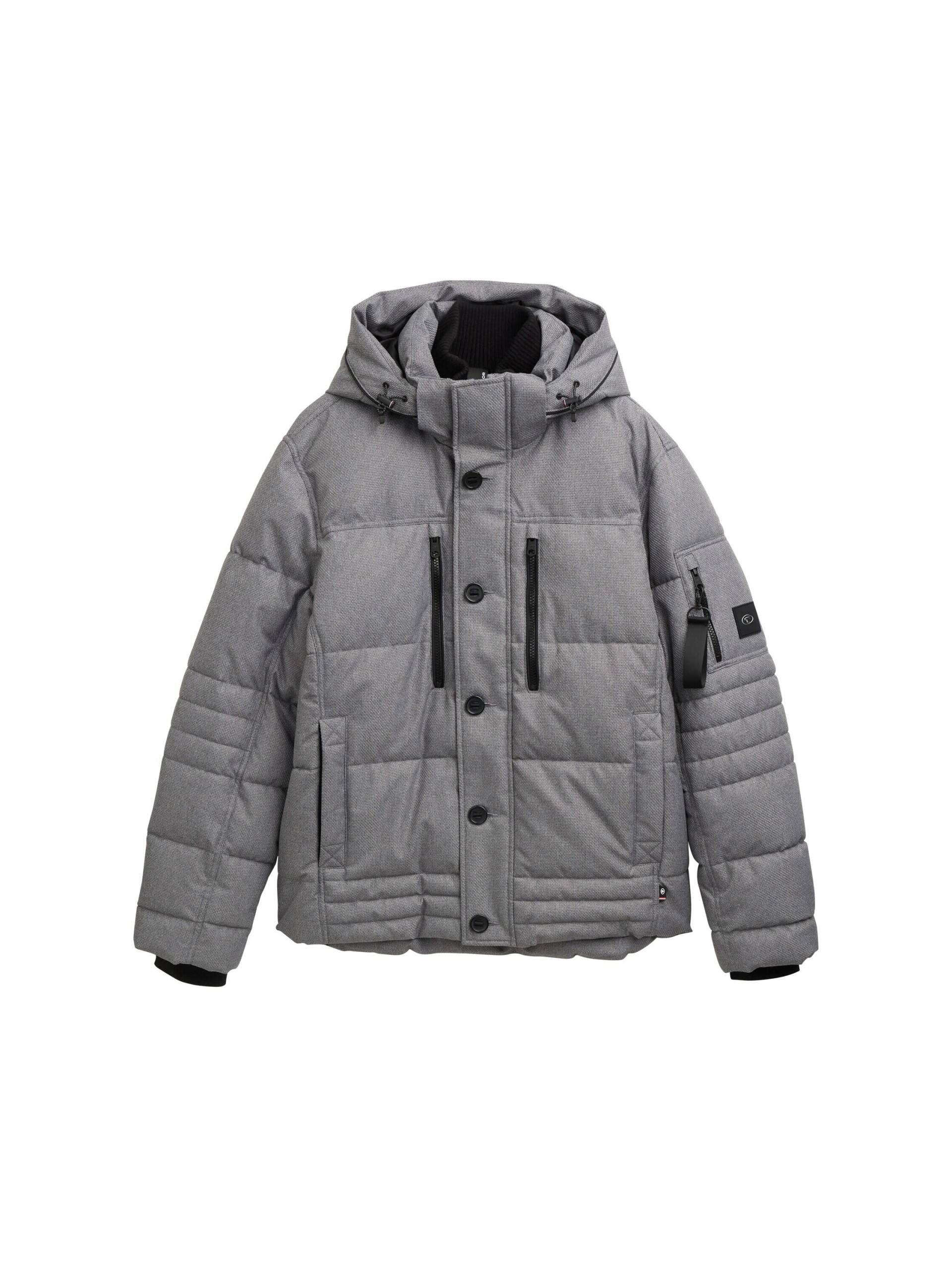 Tom Tailor - Puffer-Jacke mit abnehmbarer Kapuze mid grey melange structure - Gr. - XXL von Tom Tailor
