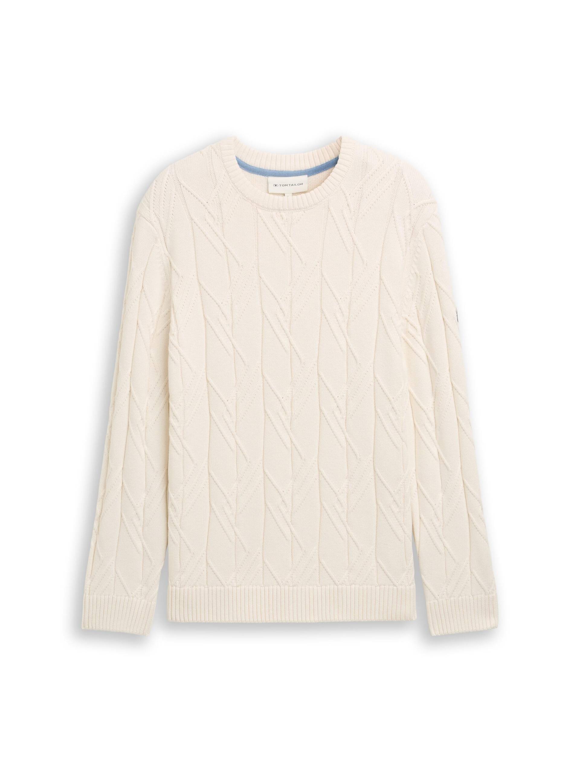 Tom Tailor - Pullover aus Zopfstrick gardenia white - Gr. - M von Tom Tailor