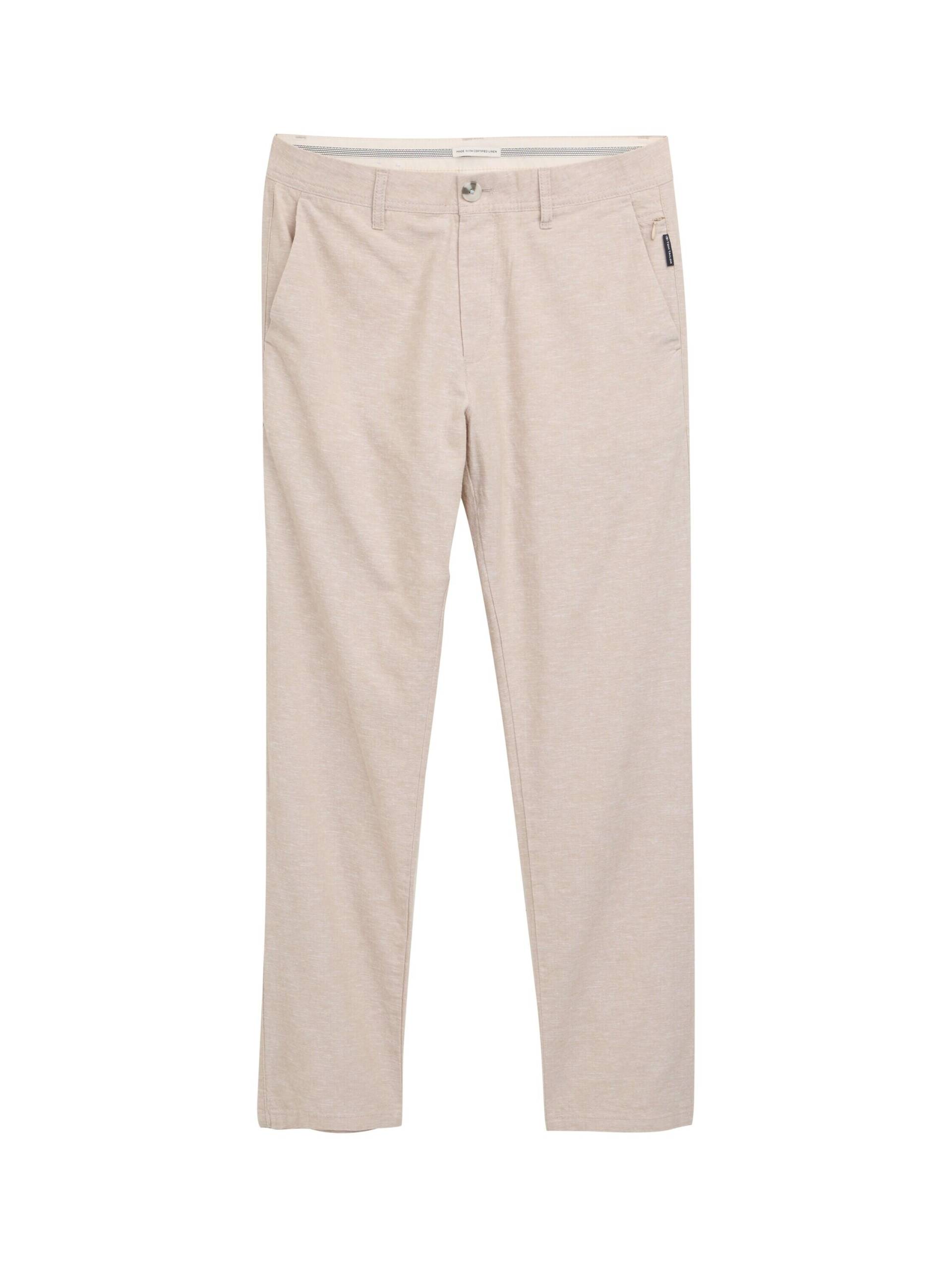 Tom Tailor - Regular Chino Hose mit Leinenanteil silver ecru chambray - Gr. - 32/34 von Tom Tailor