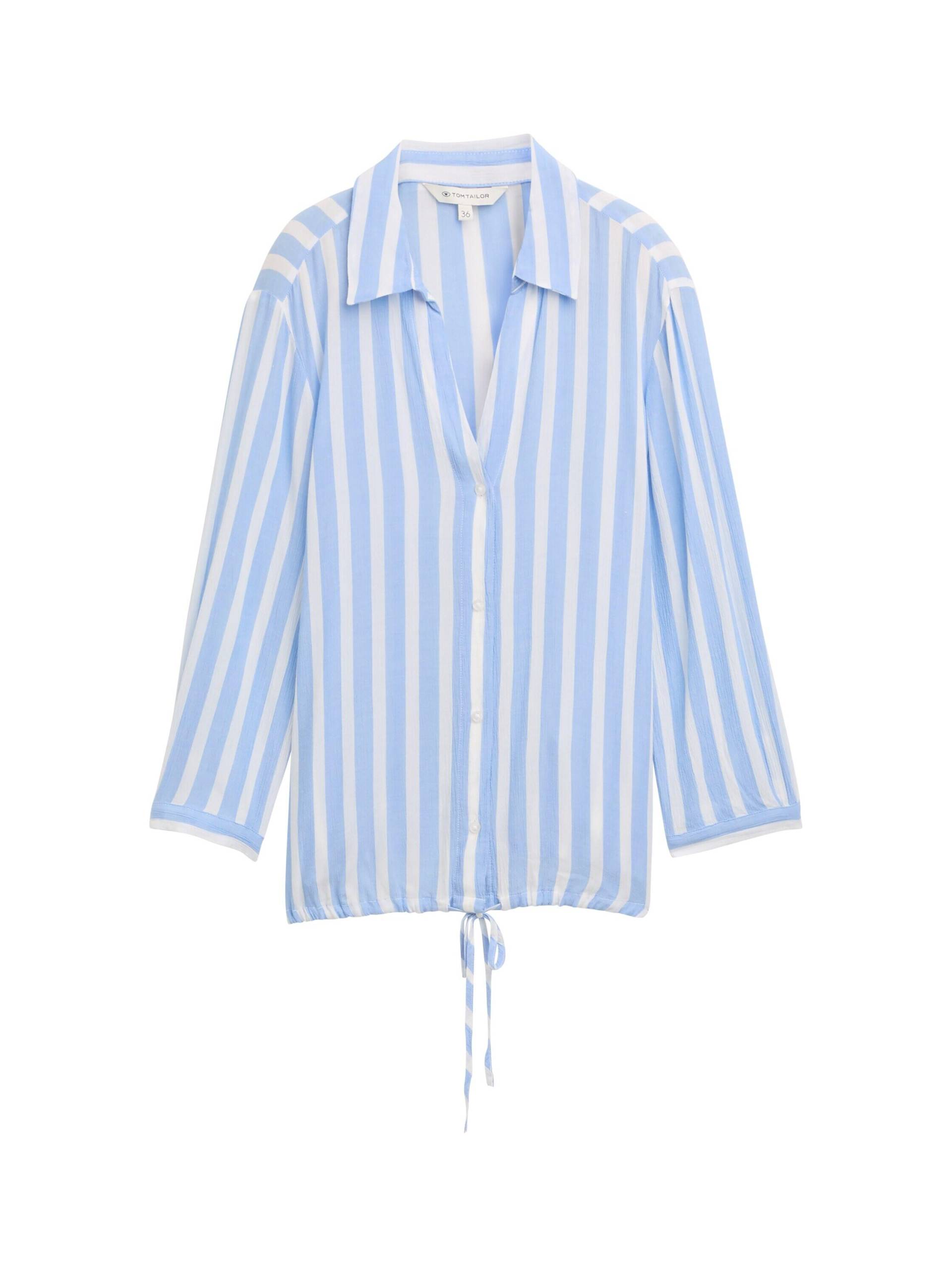 Tom Tailor - Regular Fit Bluse in Knitter-Optik offwhite blue vertical stripe - Gr. - 46 von Tom Tailor