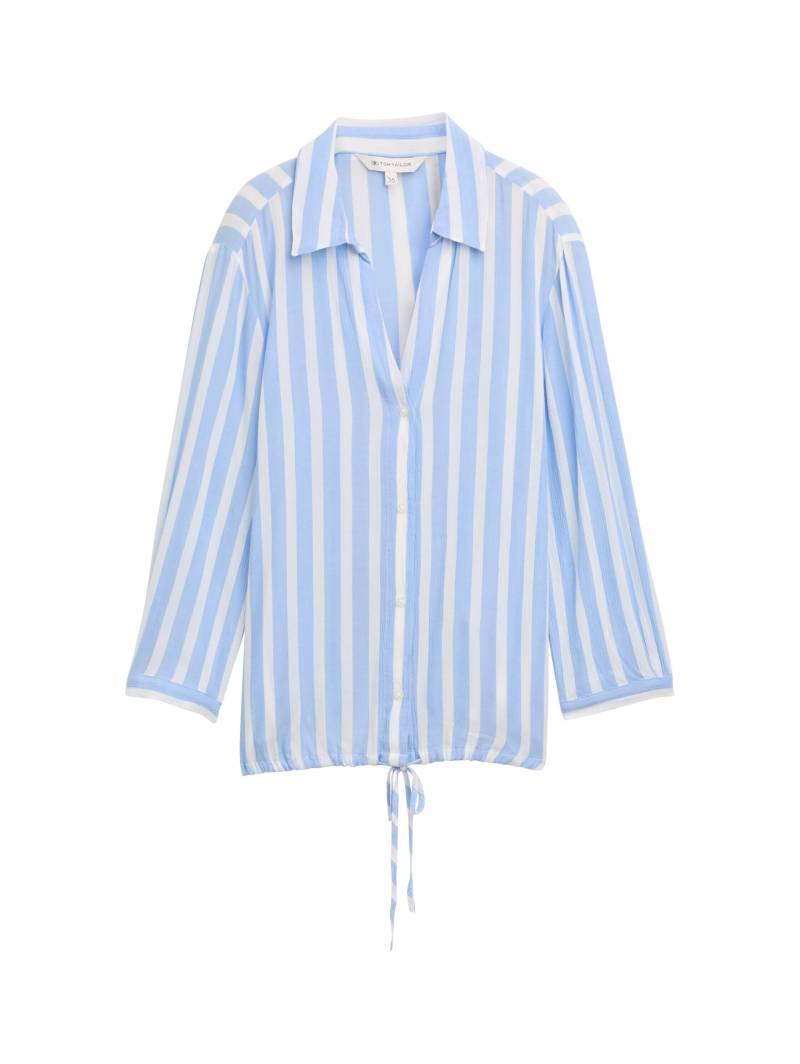 Tom Tailor - Regular Fit Bluse in Knitter-Optik offwhite blue vertical stripe - Gr. - 46 von Tom Tailor