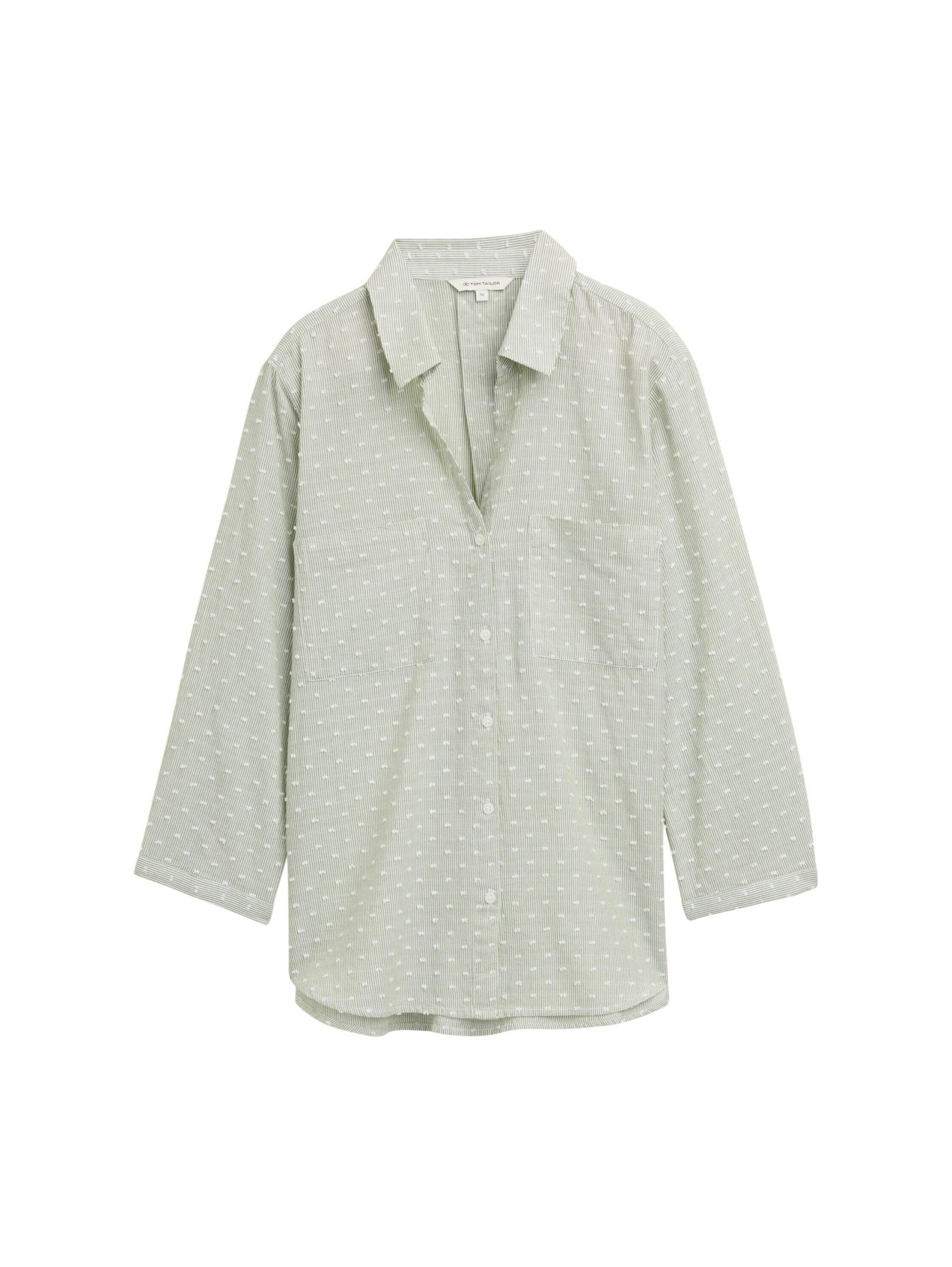 Tom Tailor - Regular Fit Bluse mit Streifenmuster green white dobby stipe - Gr. - 44 von Tom Tailor