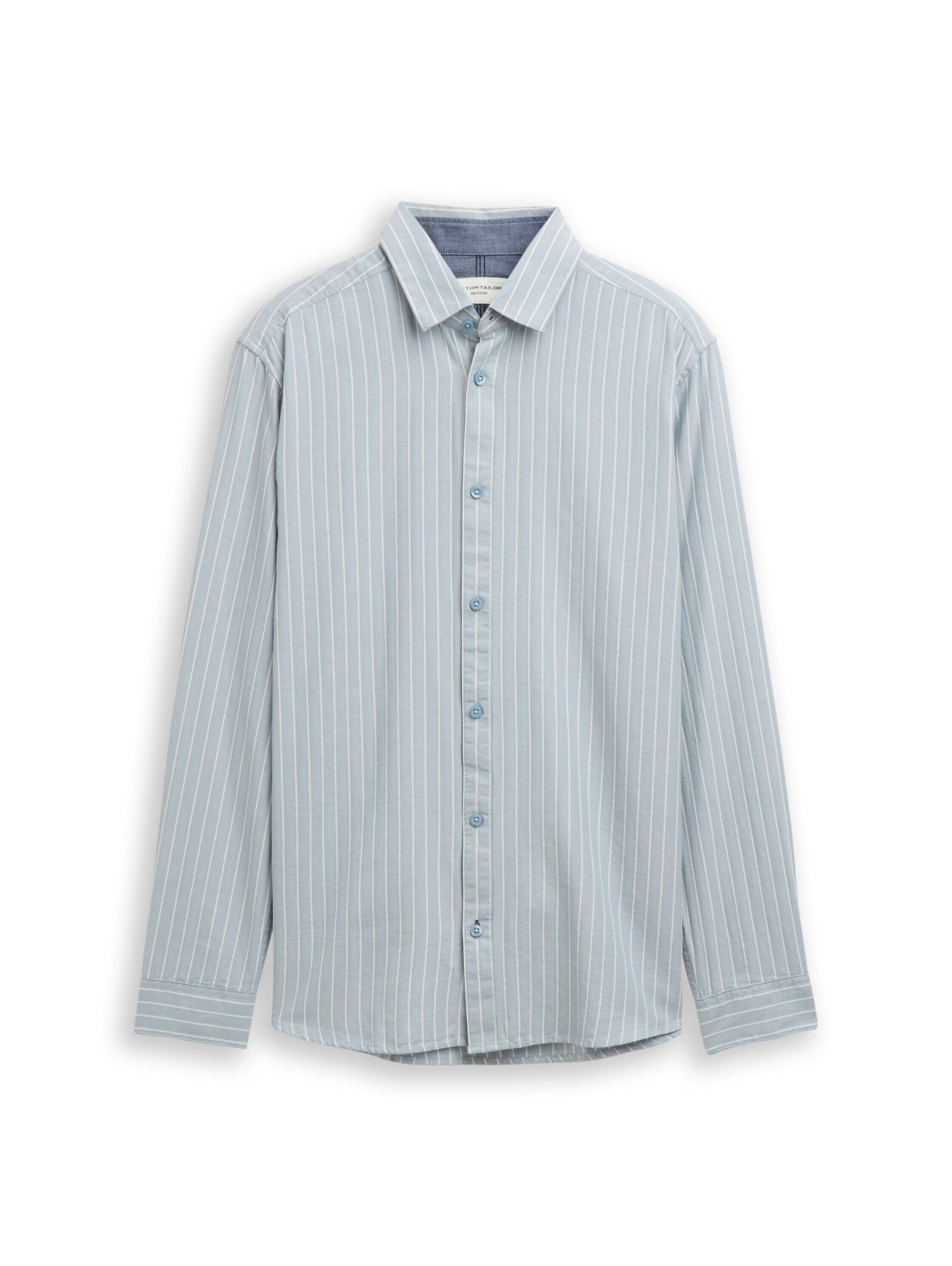 Tom Tailor - Regular Fit Flanell-Hemd mit Muster light blue fine stripe - Gr. - XXL von Tom Tailor