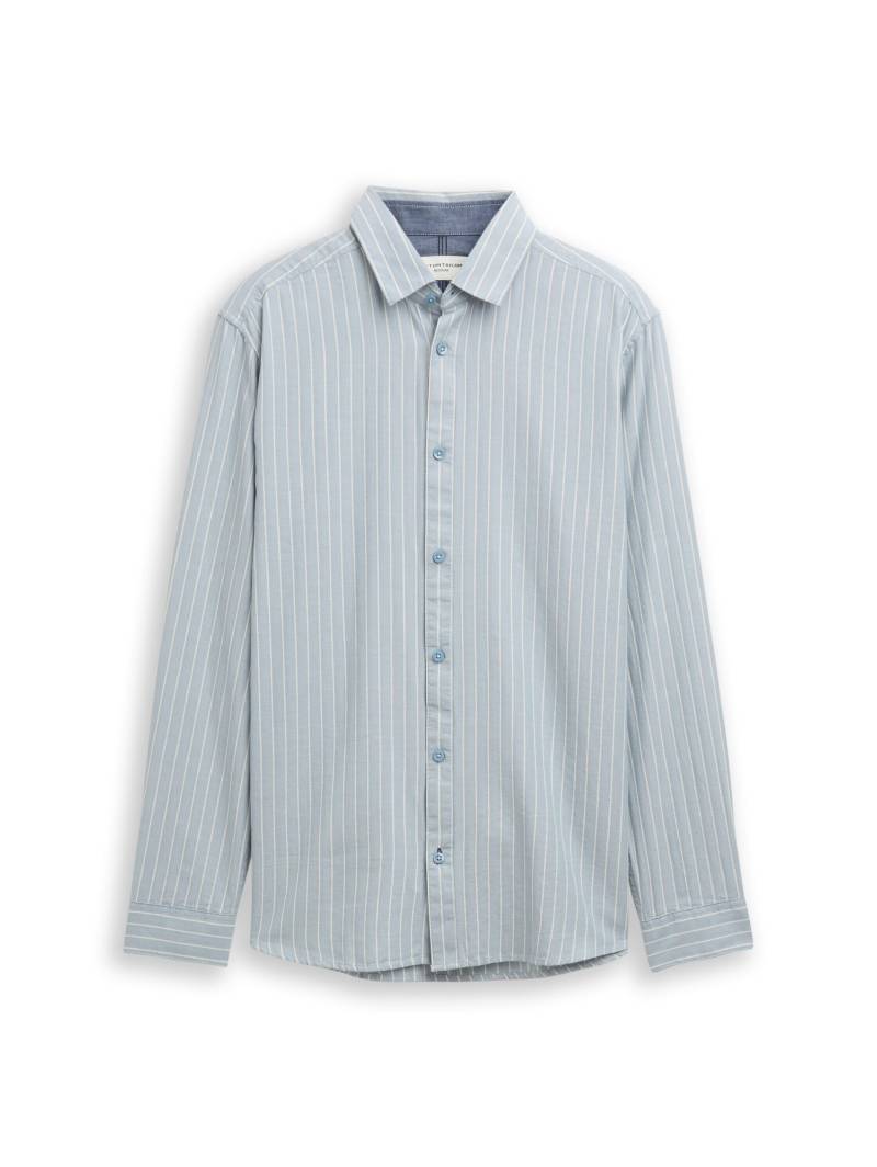 Tom Tailor - Regular Fit Flanell-Hemd mit Muster light blue fine stripe - Gr. - XXL von Tom Tailor