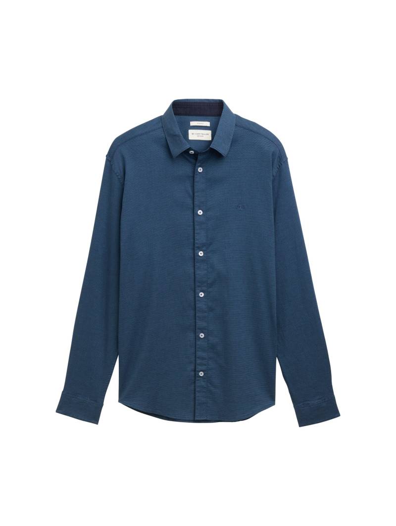 Tom Tailor - Regular Fit Hemd mit Struktur navy teal structure - Gr. - XL von Tom Tailor