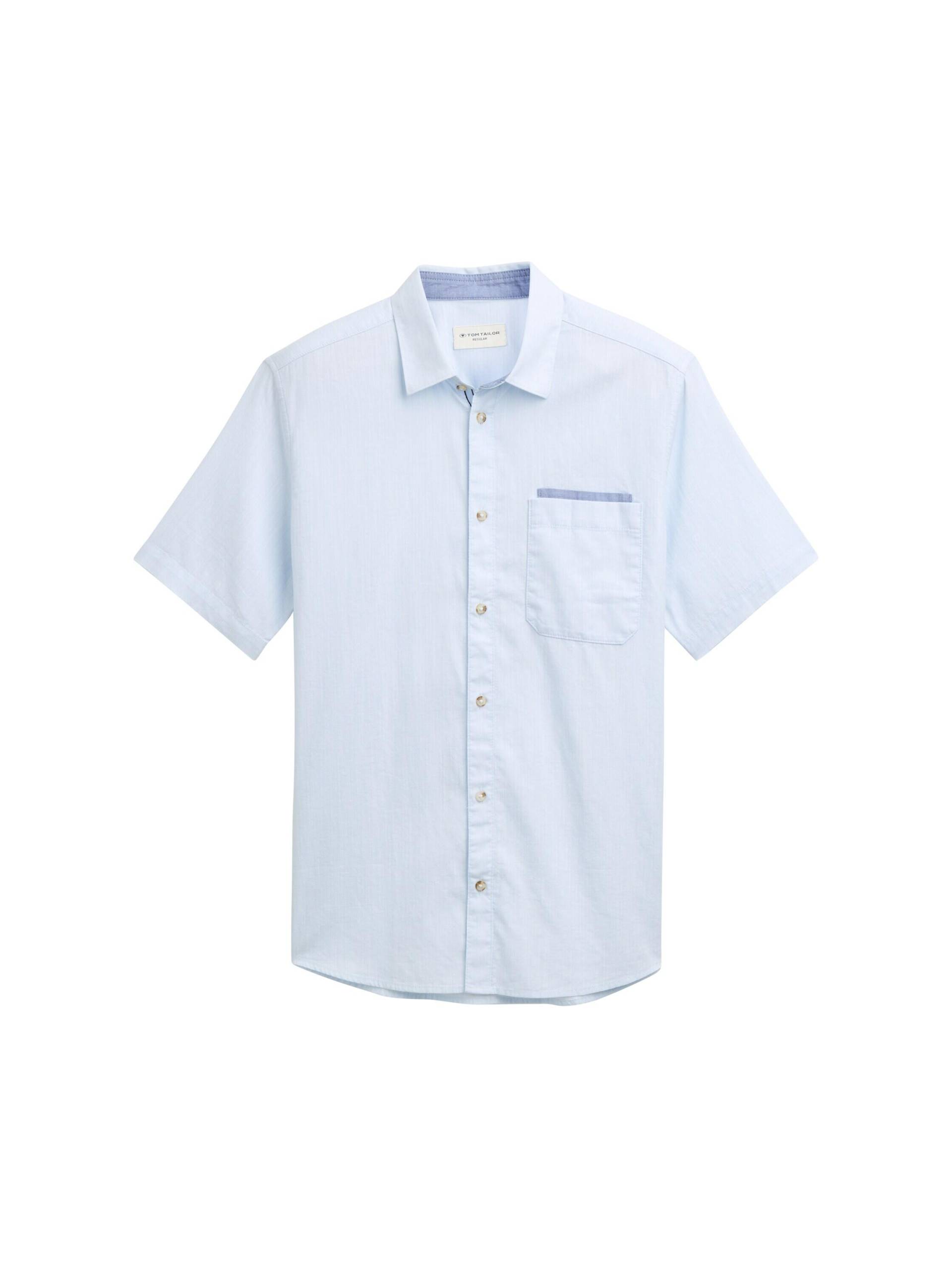 Tom Tailor - Regular Fit Kurzarmhemd aus Baumwolle light blue slub structure - Gr. - XL von Tom Tailor