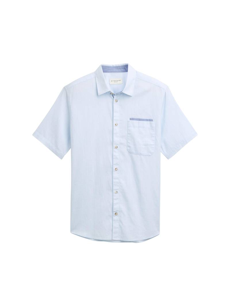 Tom Tailor - Regular Fit Kurzarmhemd aus Baumwolle light blue slub structure - Gr. - XL von Tom Tailor