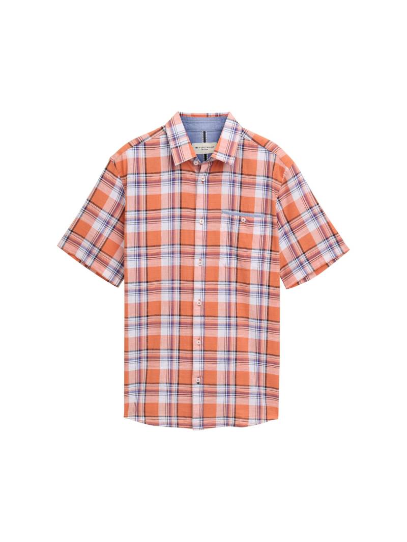 Tom Tailor - Regular Fit Kurzarmhemd mit Karomuster brick orange multicolor check - Gr. - L von Tom Tailor