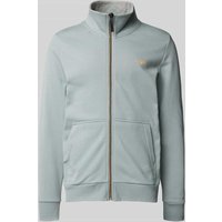 Tom Tailor Regular Fit Sweatjacke mit Stehkragen und gummiertem Logo-Print in Mint, Größe XXL von Tom Tailor