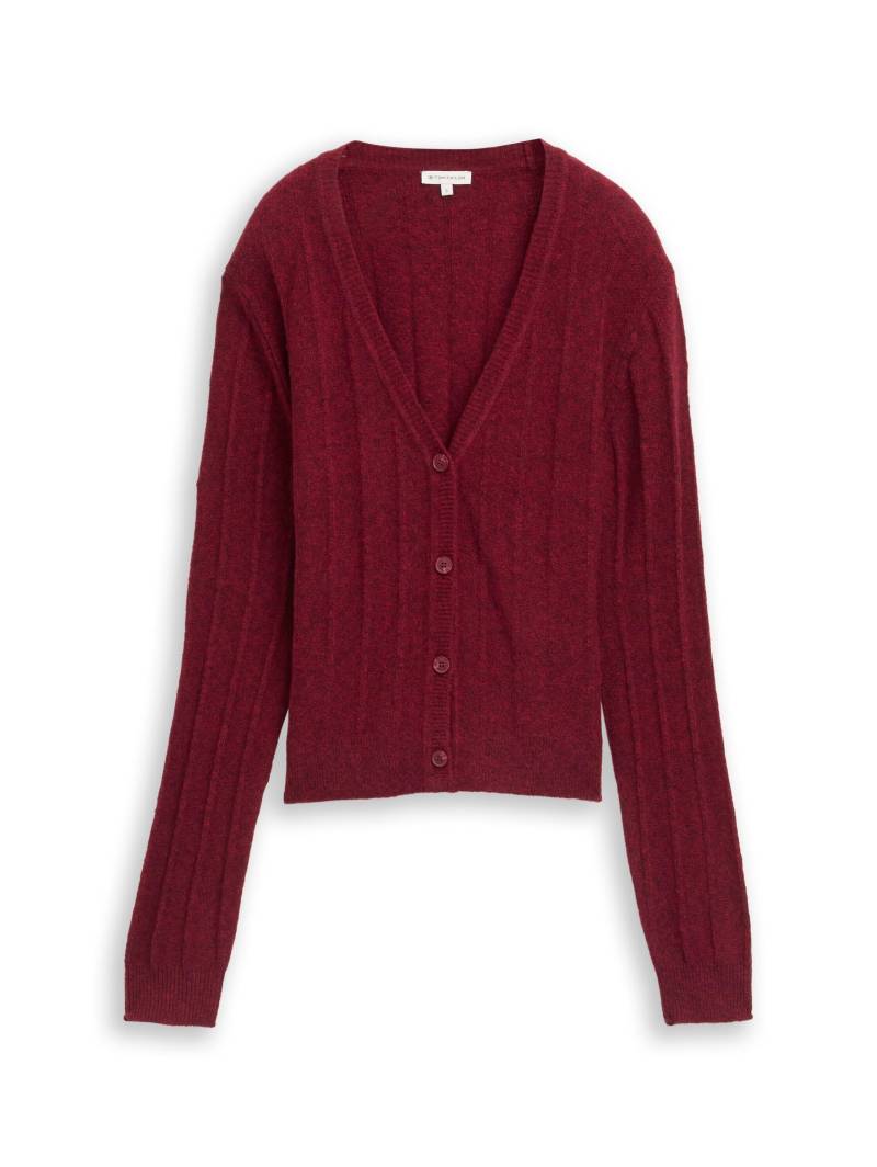 Tom Tailor - Rib Cardigan mit Wollanteil rumba red melange - Gr. - XXL von Tom Tailor