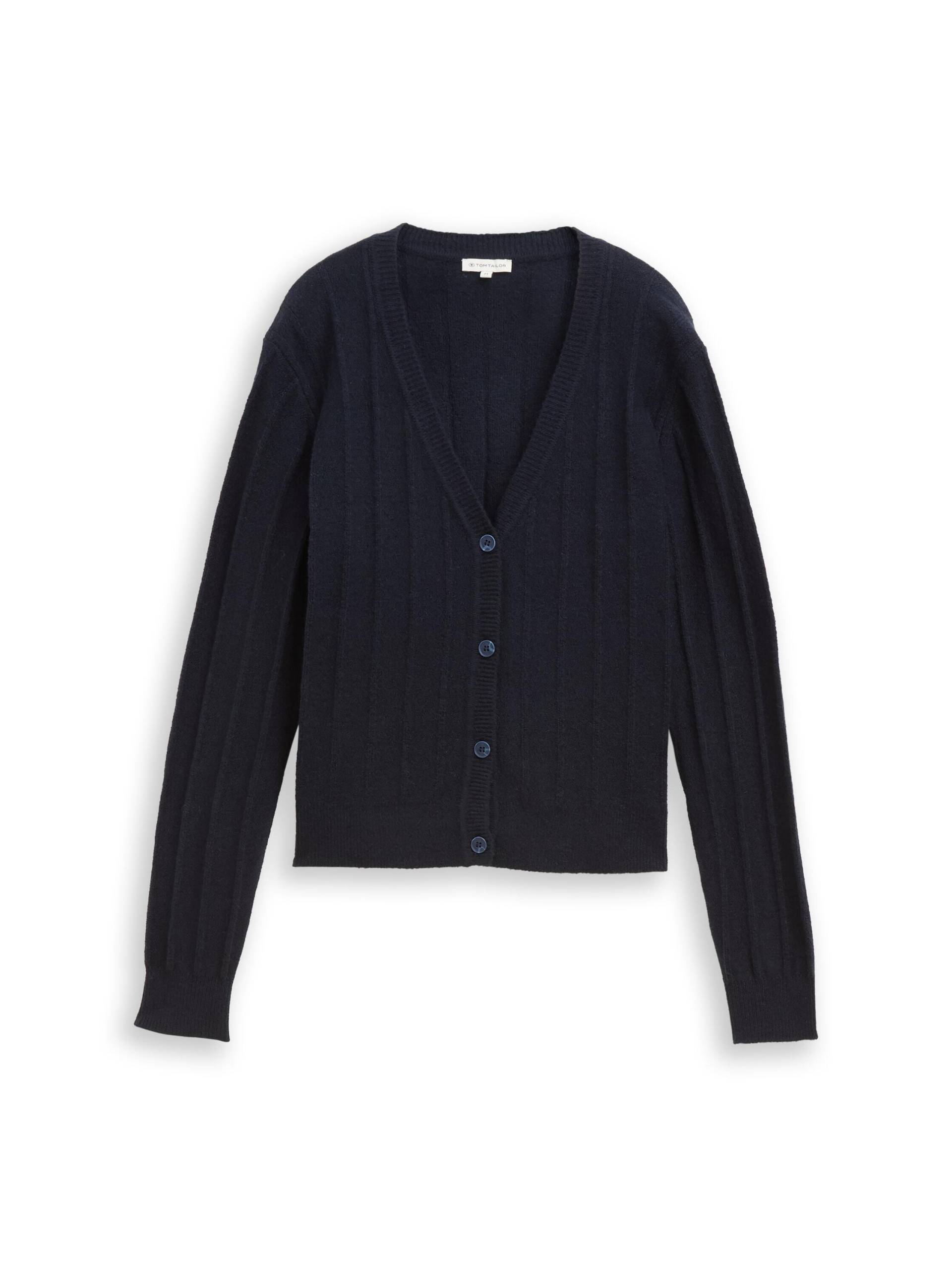 Tom Tailor - Rib Cardigan mit Wollanteil sky captain blue - Gr. - XL von Tom Tailor