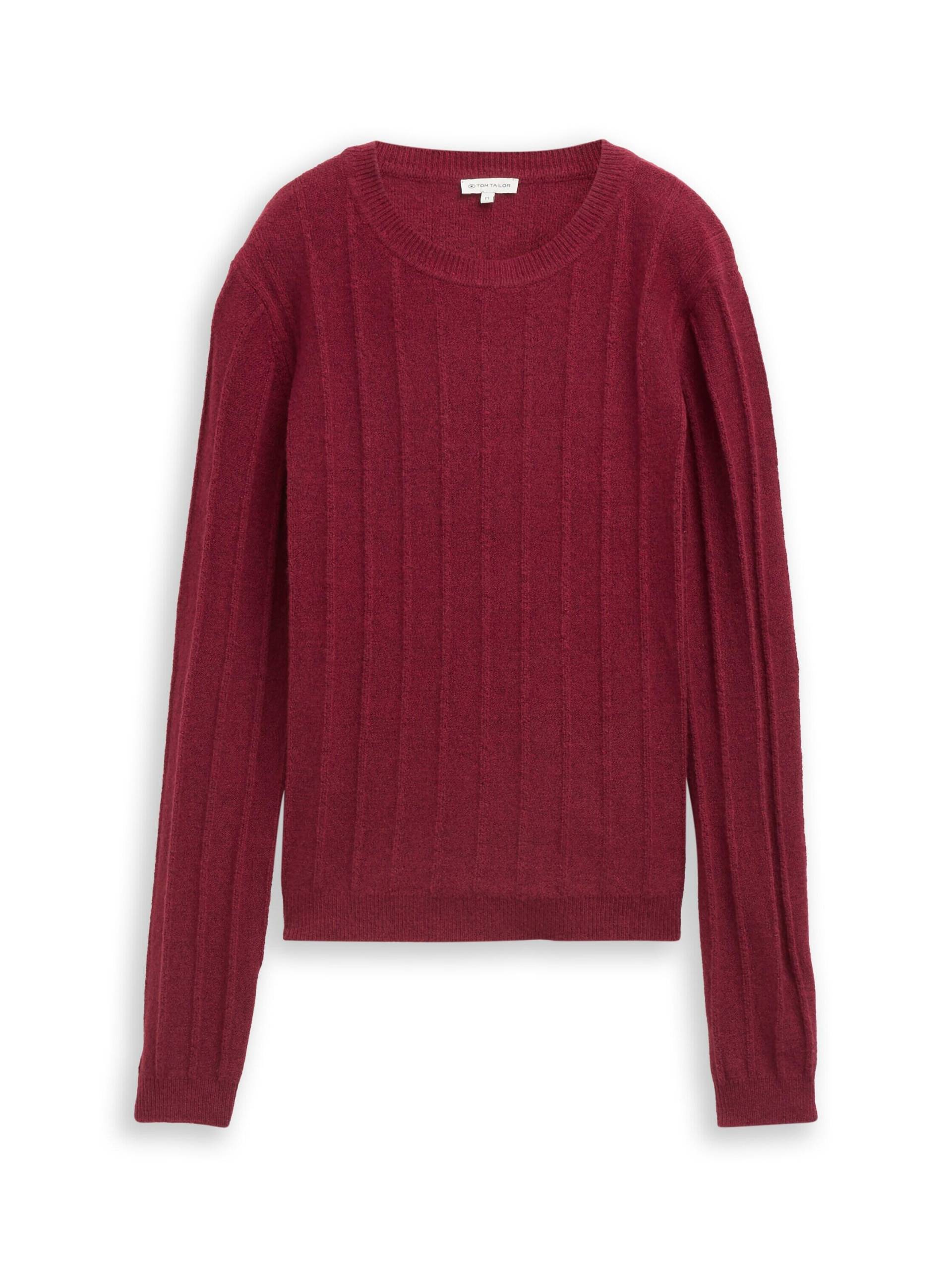 Tom Tailor - Rib Strickpullover mit Wollanteil rumba red melange - Gr. - XXL von Tom Tailor