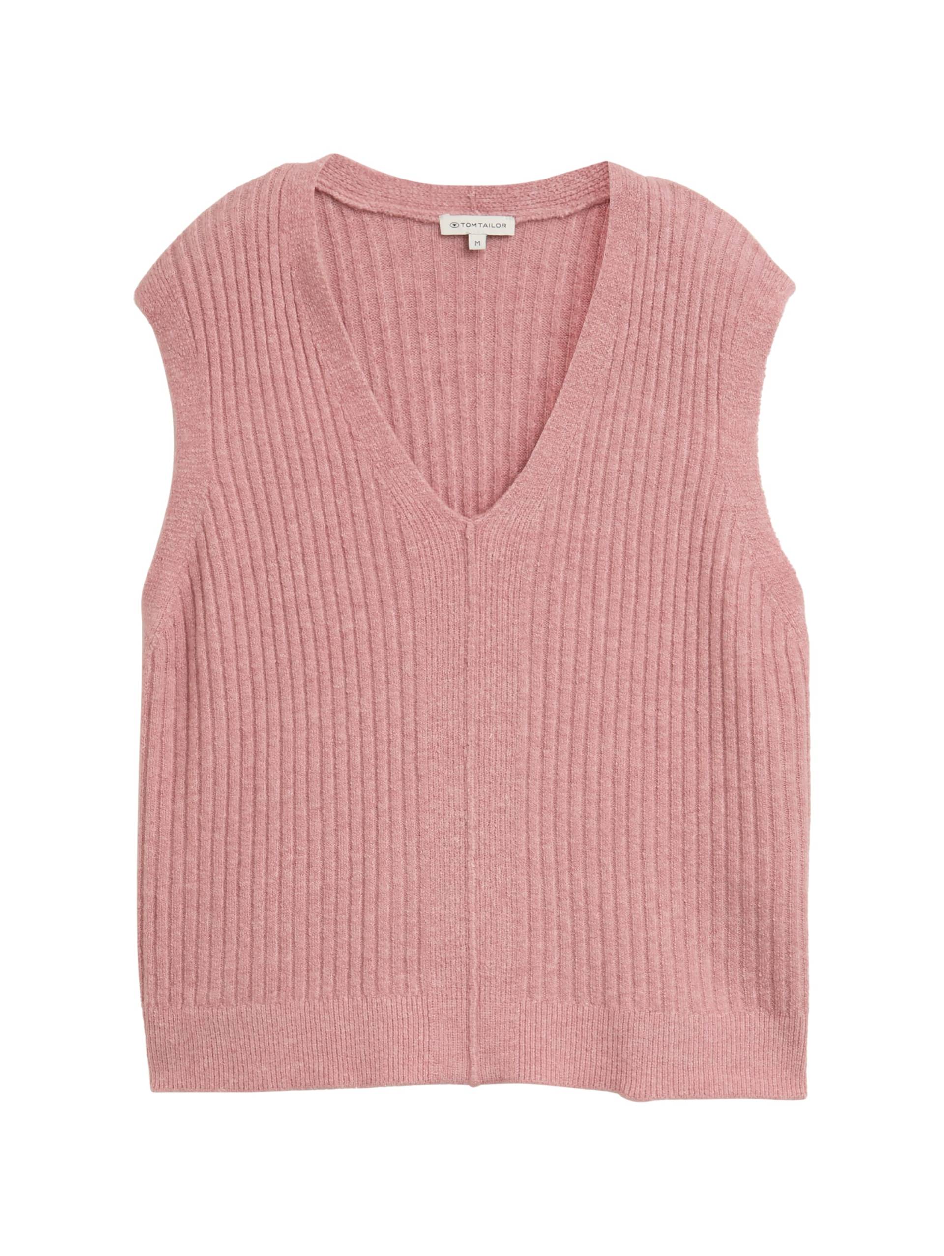 Tom Tailor - Ripp Pullunder mit V-Ausschnitt morning pink melange - Gr. - M von Tom Tailor