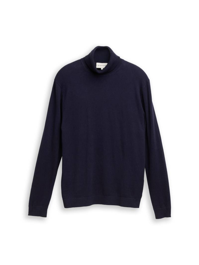 Tom Tailor - Rollkragenpullover mit Kaschmir-Anteil knitted navy melange - Gr. - XL von Tom Tailor