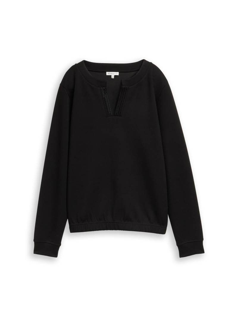 Tom Tailor - Scuba Sweatshirt mit Strasssteinen deep black - Gr. - S von Tom Tailor