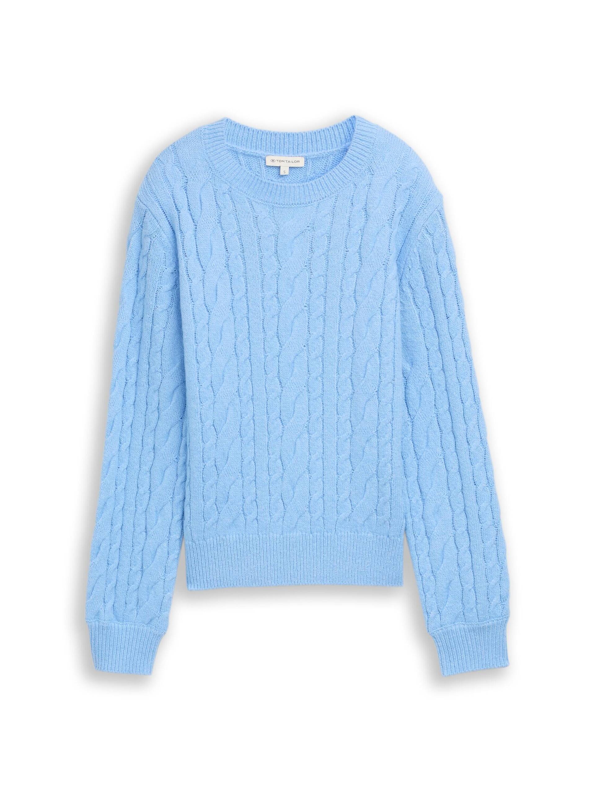 Tom Tailor - Pullover mit Zopfmuster light fjord blue - Gr. - L von Tom Tailor