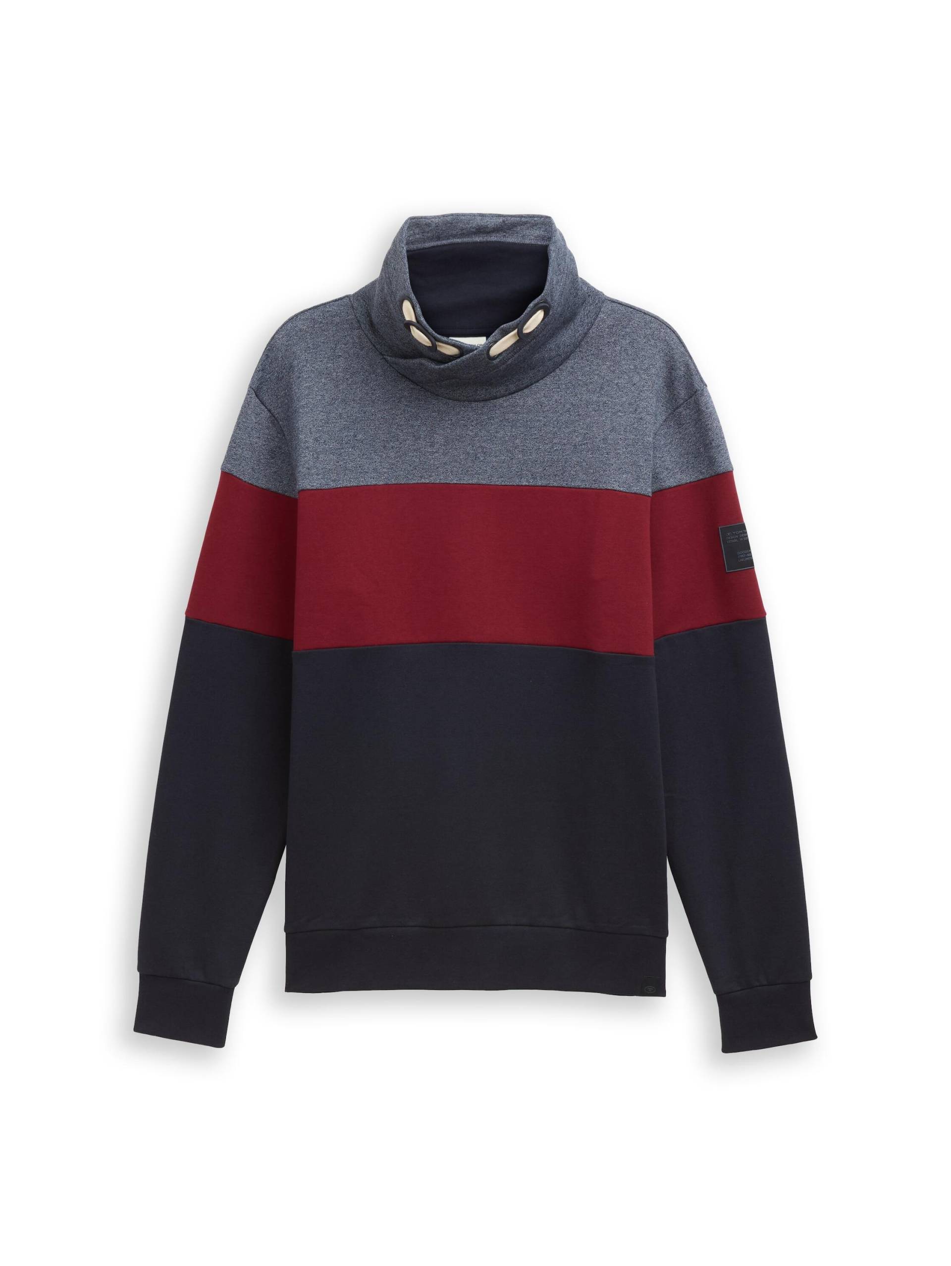 Tom Tailor - Snood Sweatshirt mit Colour Blocking cabarnet bordeaux red - Gr. - L von Tom Tailor