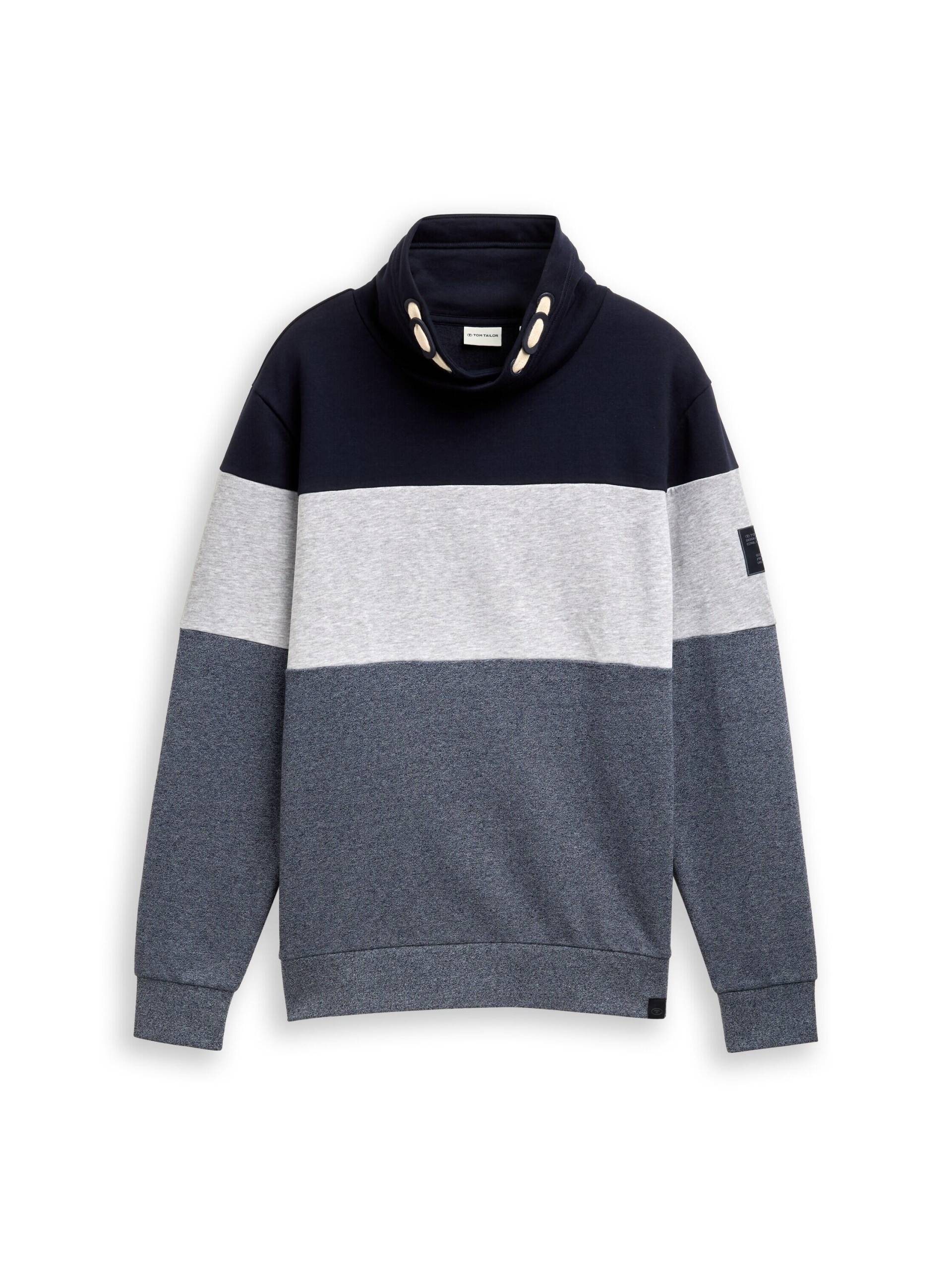 Tom Tailor - Snood Sweatshirt mit Colour Blocking navy grindle structure - Gr. - L von Tom Tailor