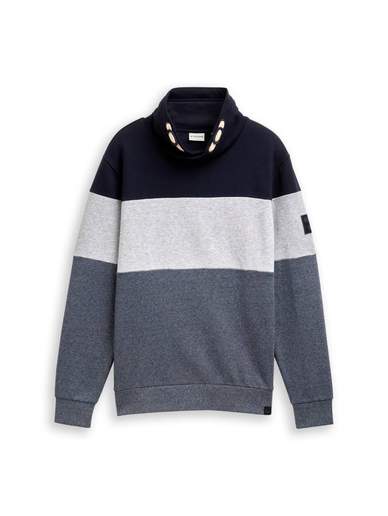 Tom Tailor - Snood Sweatshirt mit Colour Blocking navy grindle structure - Gr. - M von Tom Tailor