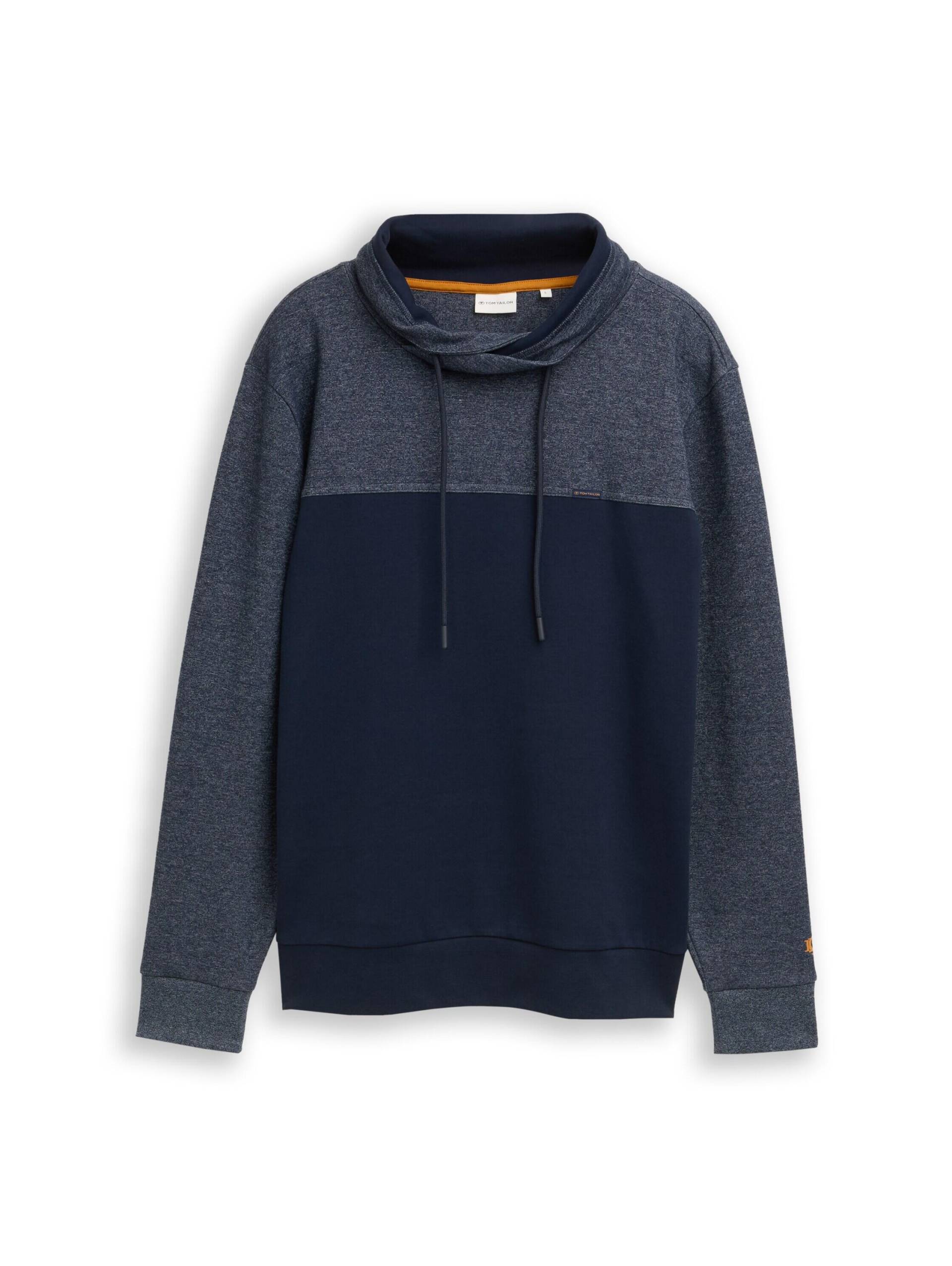 Tom Tailor - Snood Sweatshirt mit Struktur-Mix navy fine yd stripe - Gr. - M von Tom Tailor
