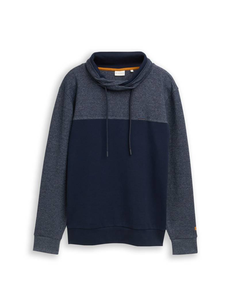 Tom Tailor - Snood Sweatshirt mit Struktur-Mix navy fine yd stripe - Gr. - XL von Tom Tailor