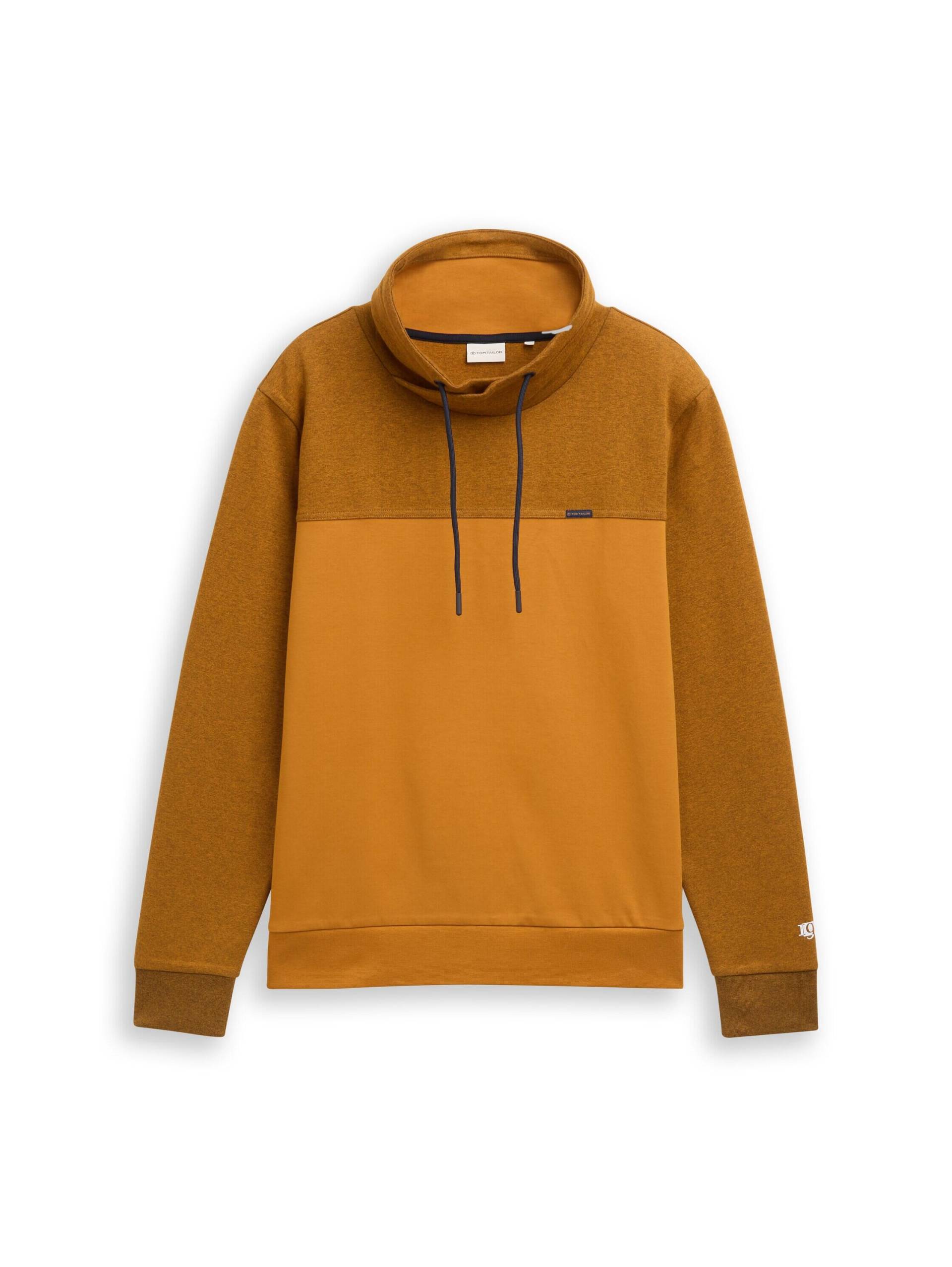 Tom Tailor - Snood Sweatshirt mit Struktur-Mix peanut navy fine stripe - Gr. - XXL von Tom Tailor