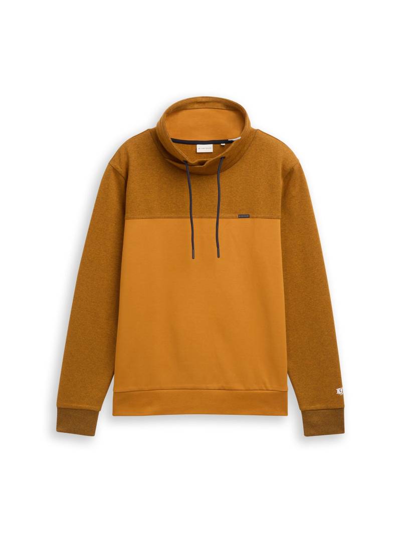 Tom Tailor - Snood Sweatshirt mit Struktur-Mix peanut navy fine stripe - Gr. - XXXL von Tom Tailor