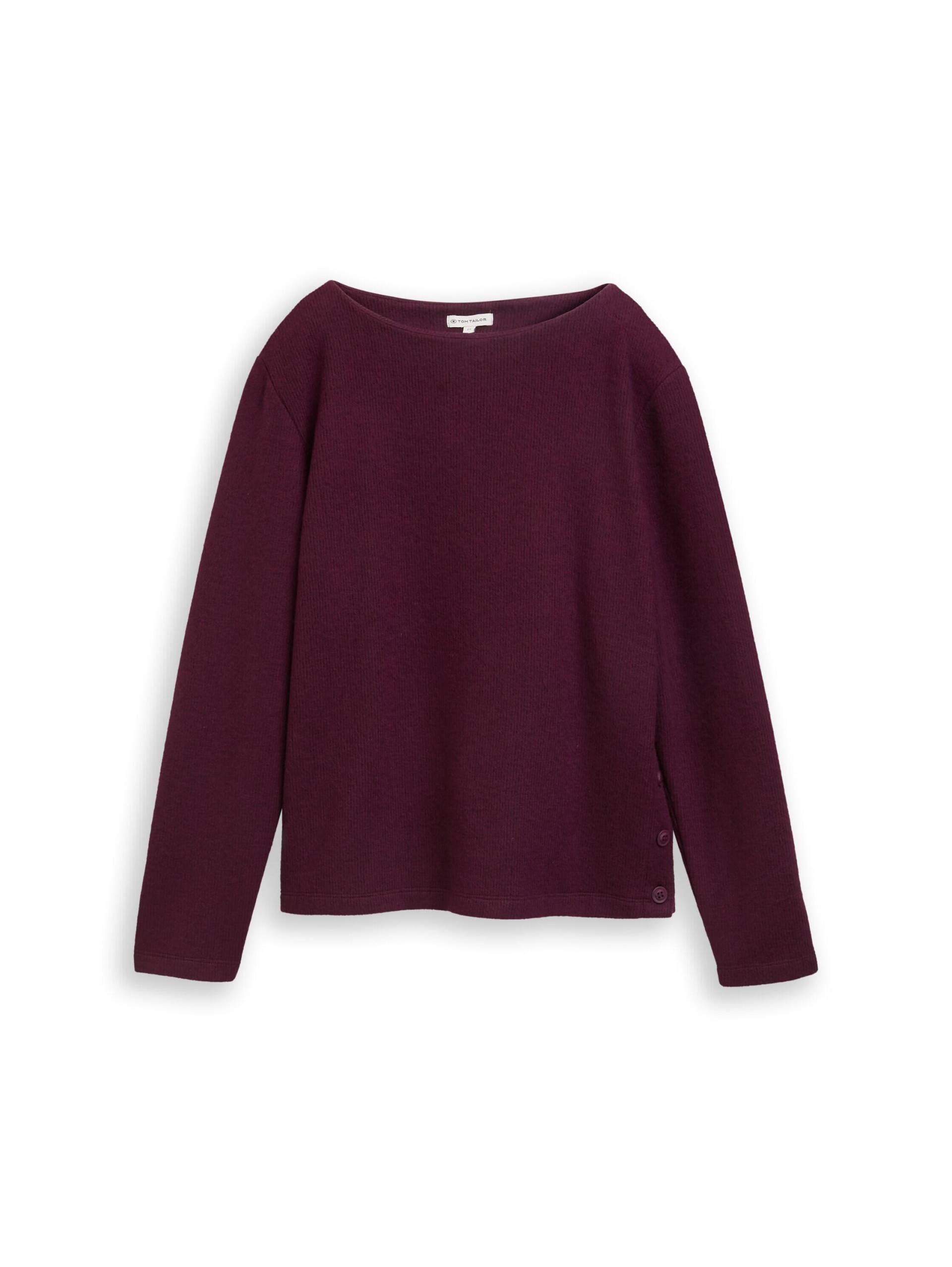 Tom Tailor - Soft-Touch Sweatshirt mit Knopf-Details dark red mélange - Gr. - S von Tom Tailor