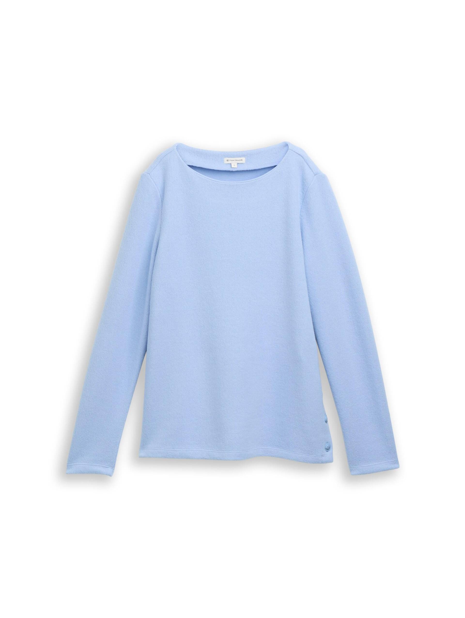 Tom Tailor - Soft-Touch Sweatshirt mit Knopf-Details mid blue melange - Gr. - XXXL von Tom Tailor