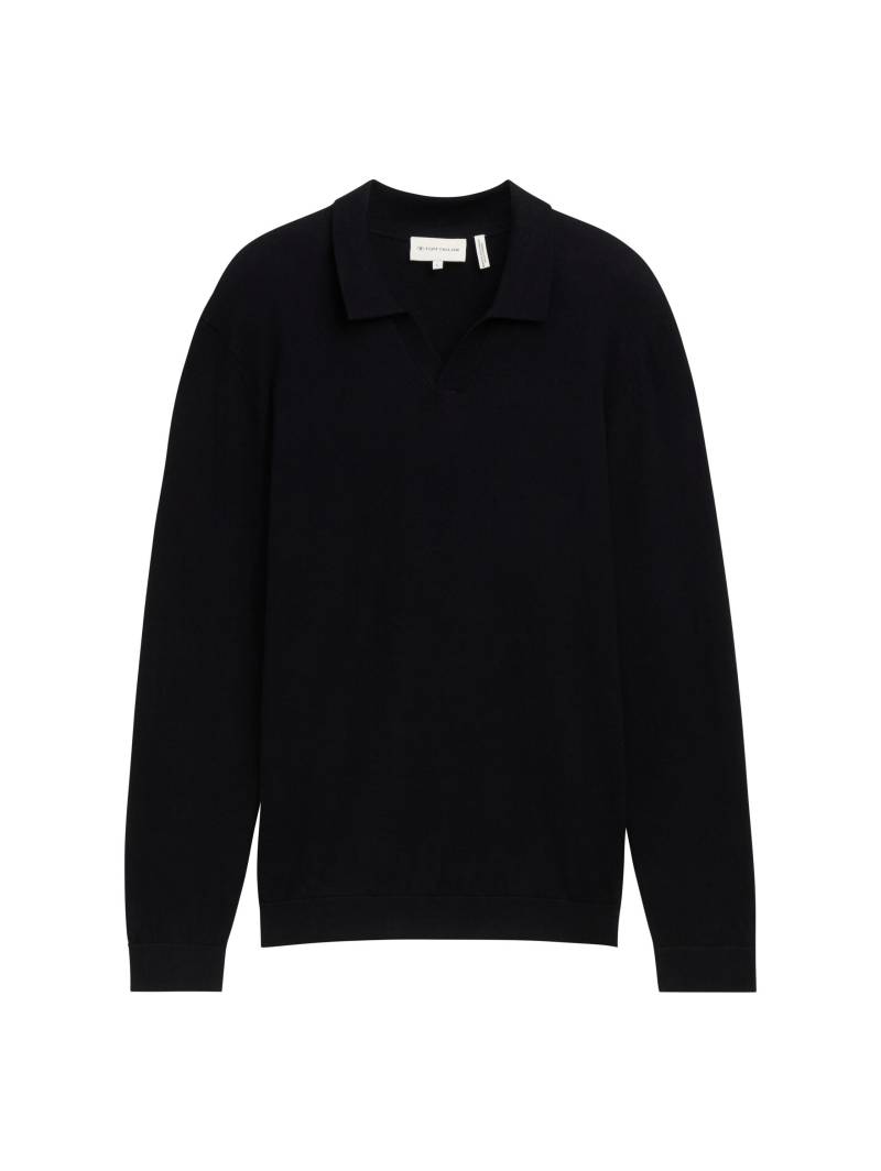 Tom Tailor - Strick Polo mit recyceltem Cashmere black - Gr. - XXXL von Tom Tailor