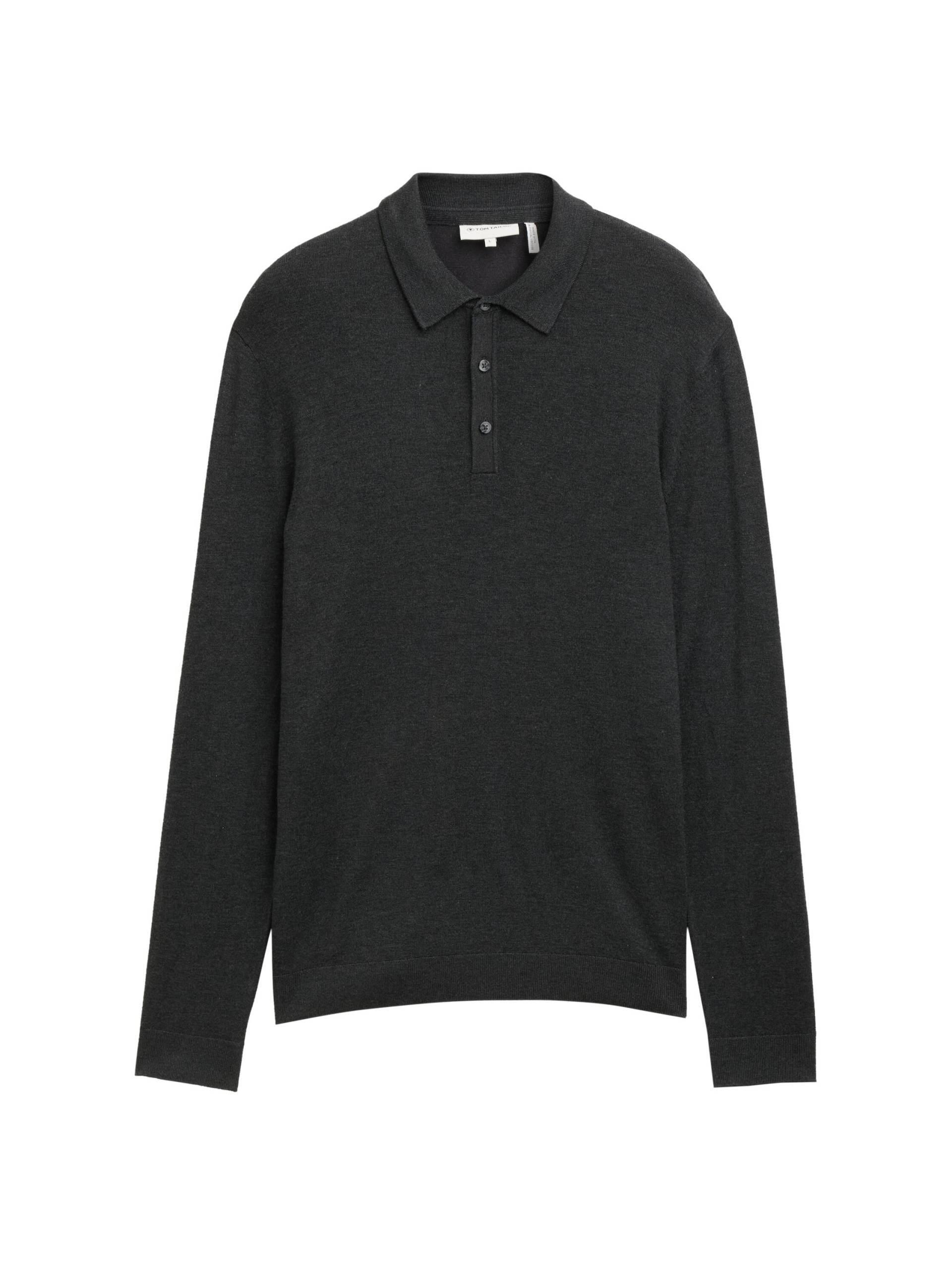 Tom Tailor - Strick-Poloshirt aus Viskose black grey melange - Gr. - M von Tom Tailor